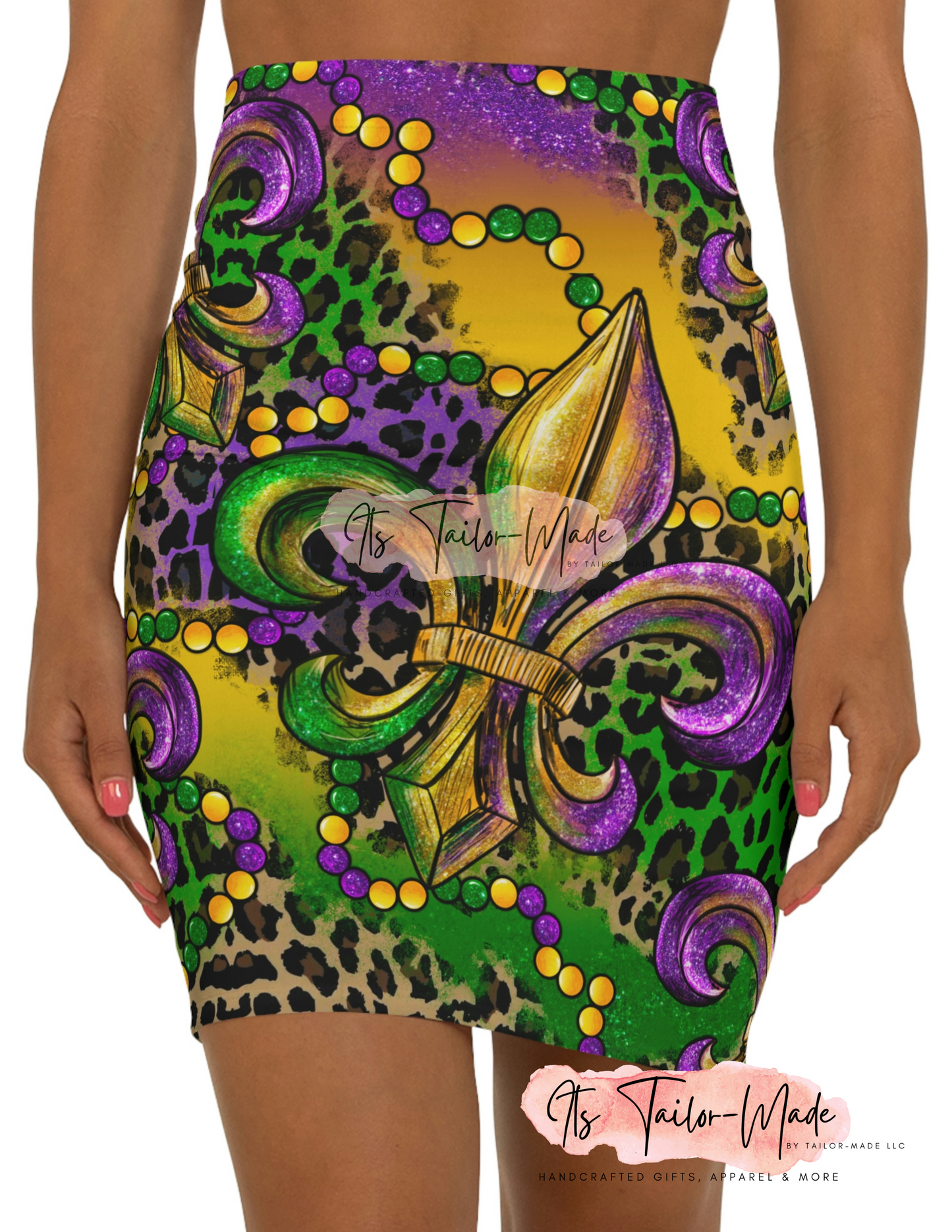 Mardi Gras Mini Skirt - Fleur de lis/ Leopard