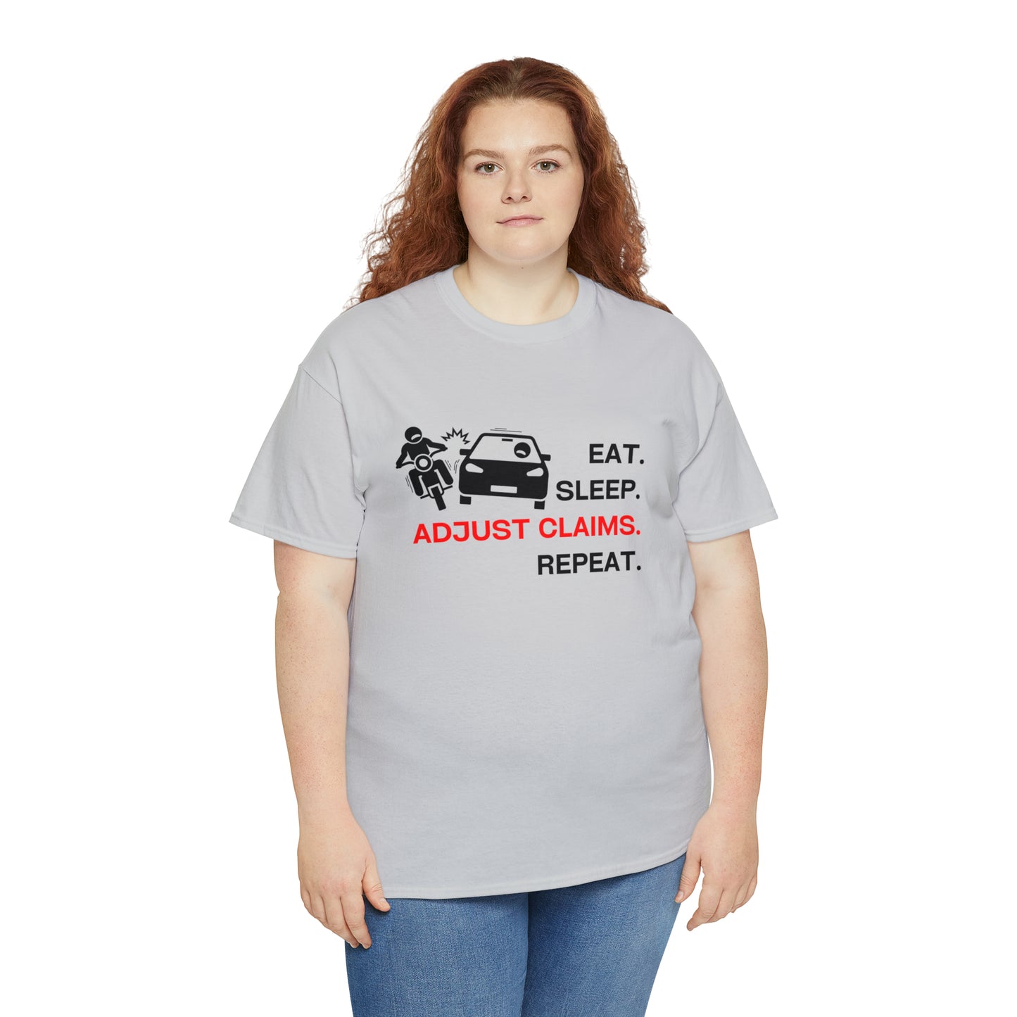 Claims Adjuster (Motorcyclist / Car / Black)  Unisex Heavy Cotton Tee