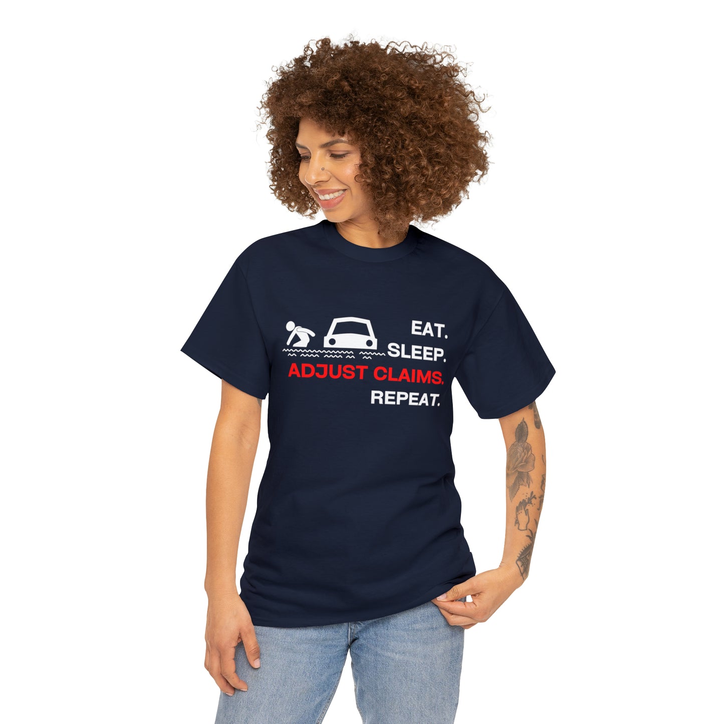 Claims Adjuster (Flooded Car / White) Unisex Heavy Cotton Tee