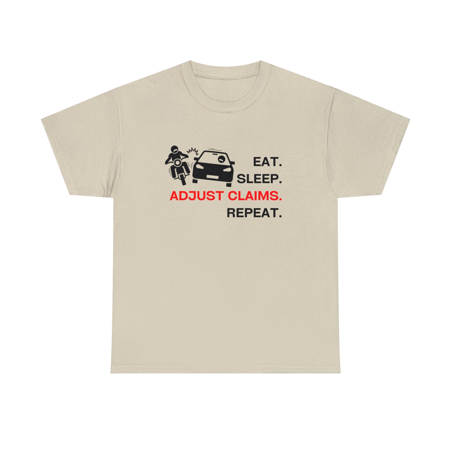 Claims Adjuster (Motorcyclist / Car / Black)  Unisex Heavy Cotton Tee