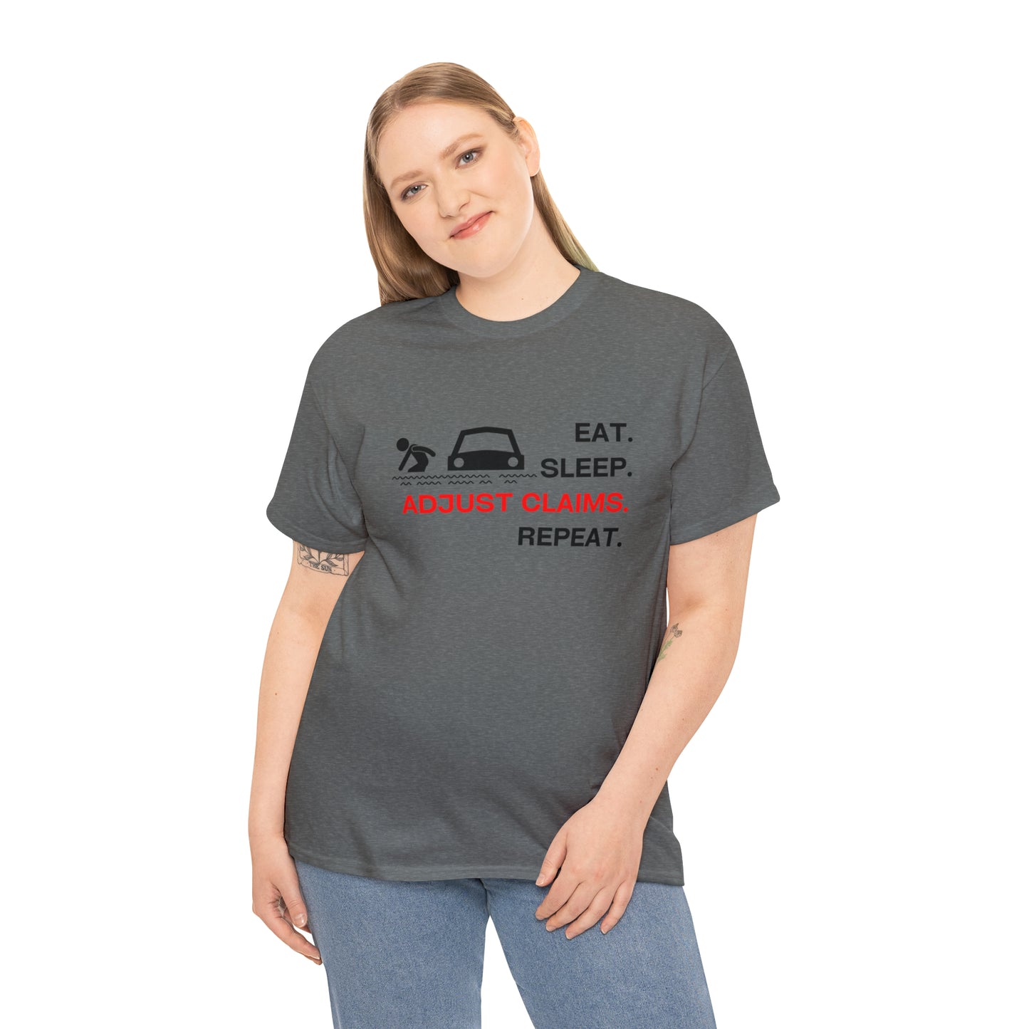 Claims Adjuster (Flooded Car / White) Unisex Heavy Cotton Tee