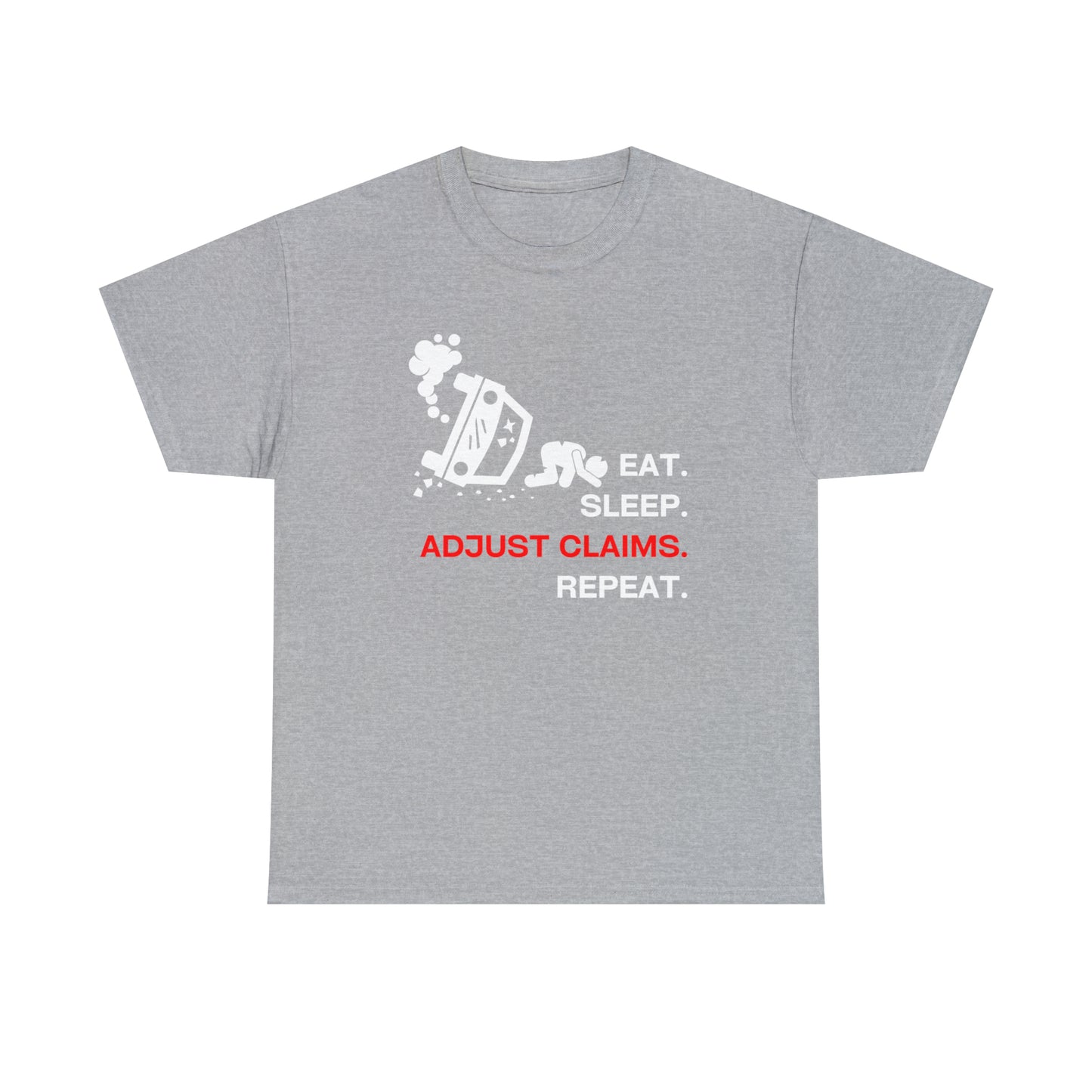 Claims Adjuster (Car Flip/Driver/White) Unisex Heavy Cotton Tee