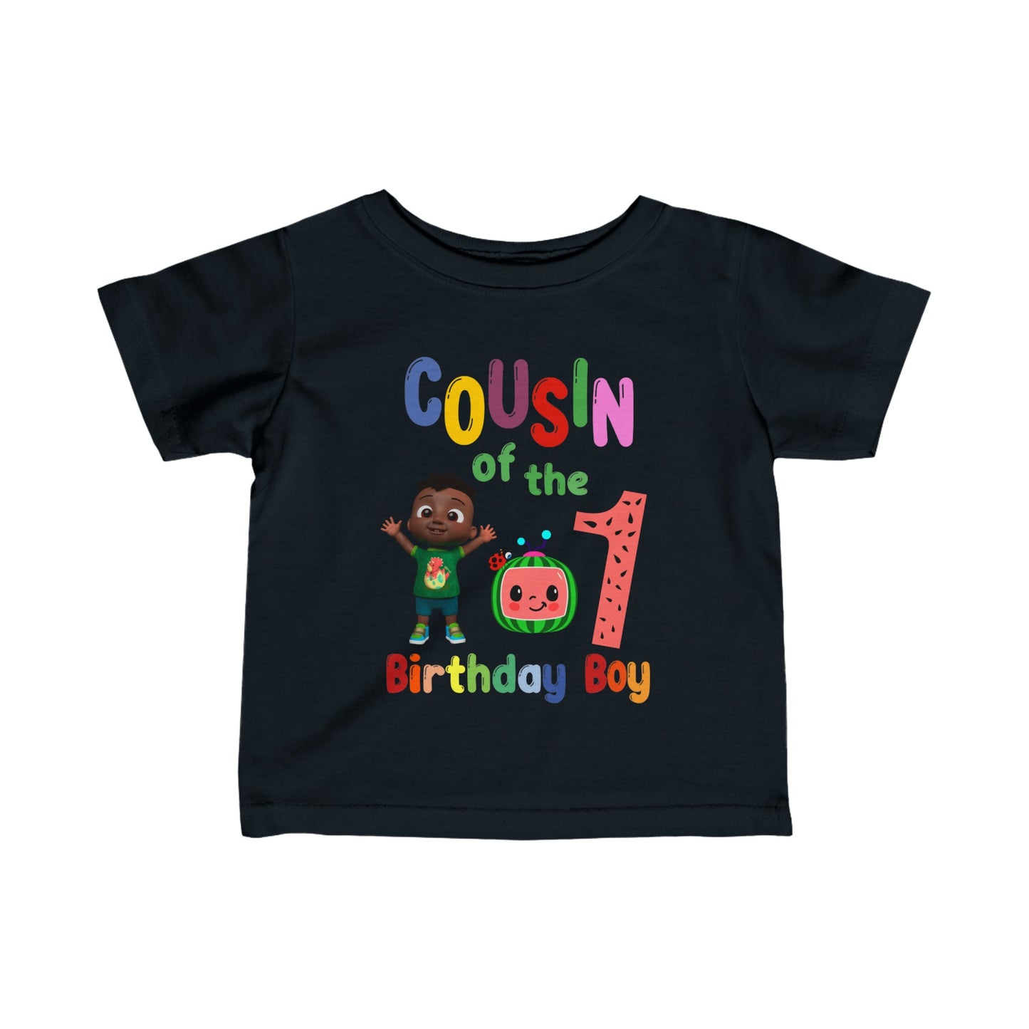 Coco Melon - Birthday Boy- Age 1 - Cousin - Infant Jersey Tee