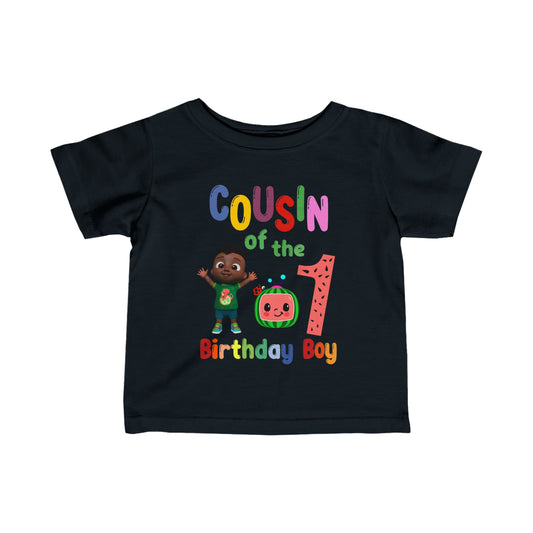 Coco Melon - Birthday Boy- Age 1 - Cousin - Infant Jersey Tee