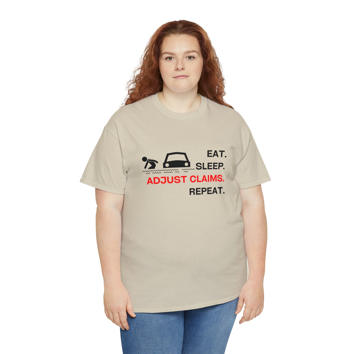 Claims Adjuster (Flooded Car / White) Unisex Heavy Cotton Tee