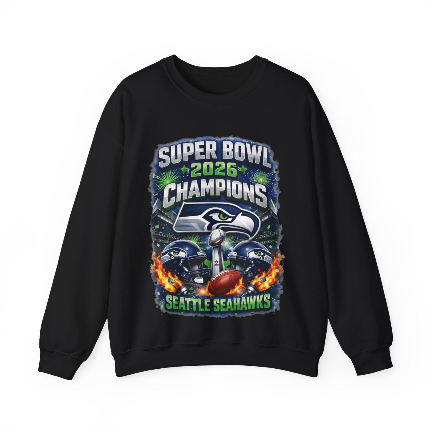 Super Bowl 2026 Champions Seattle Seahawks Crewneck Sweatshirt | Football Team Tee