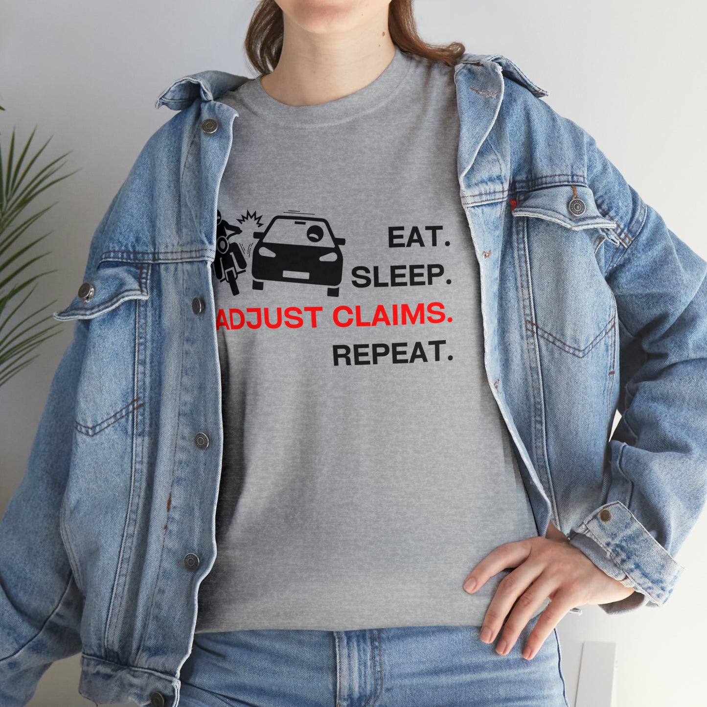 Claims Adjuster (Motorcyclist / Car / Black)  Unisex Heavy Cotton Tee