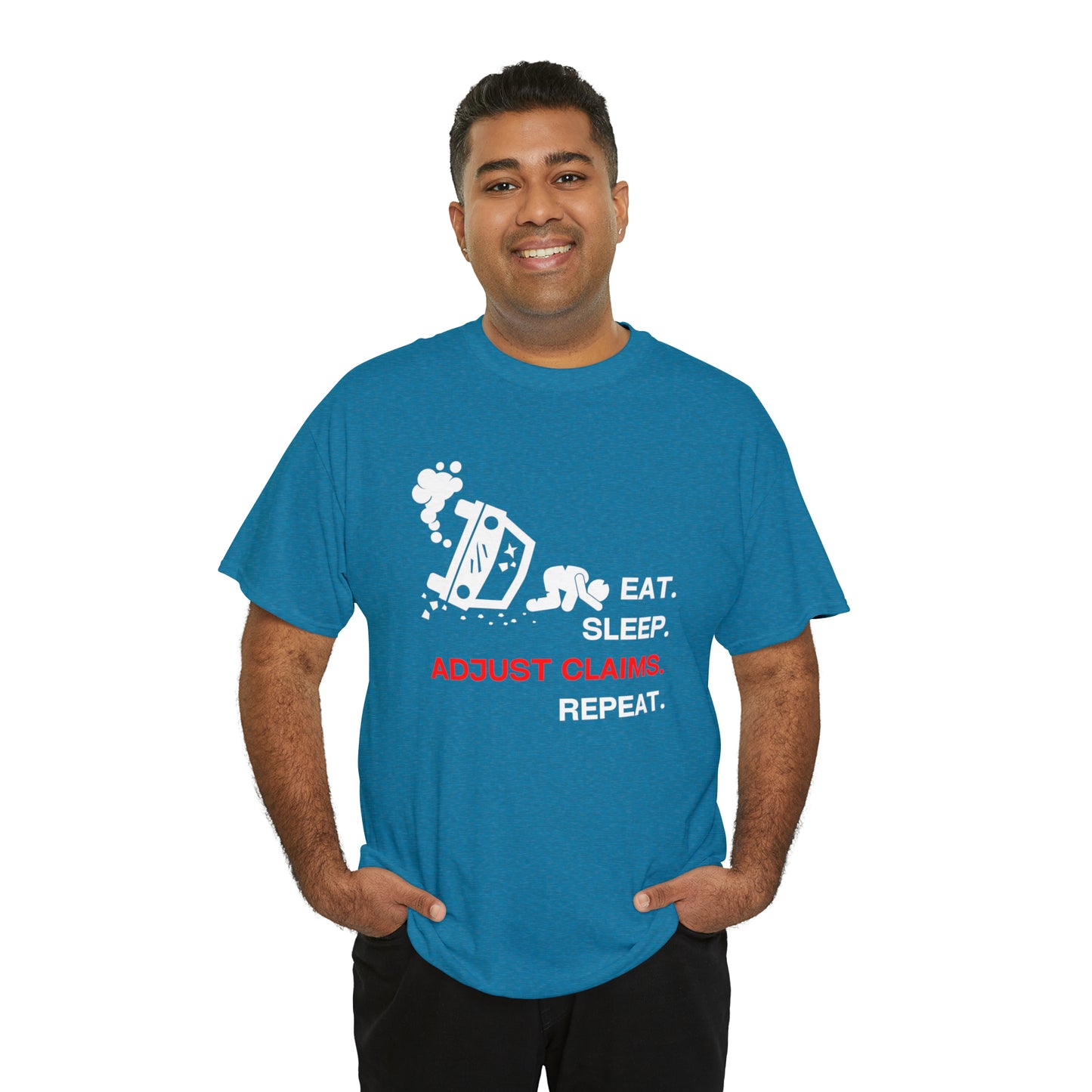 Claims Adjuster (Car Flip/Driver/White) Unisex Heavy Cotton Tee