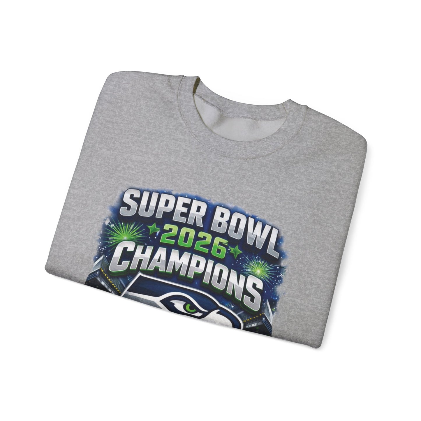 Super Bowl 2026 Champions Seattle Seahawks Crewneck Sweatshirt | Football Team Tee