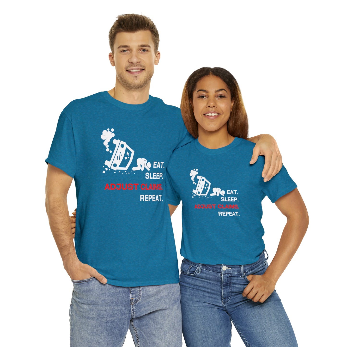 Claims Adjuster (Car Flip/Driver/White) Unisex Heavy Cotton Tee