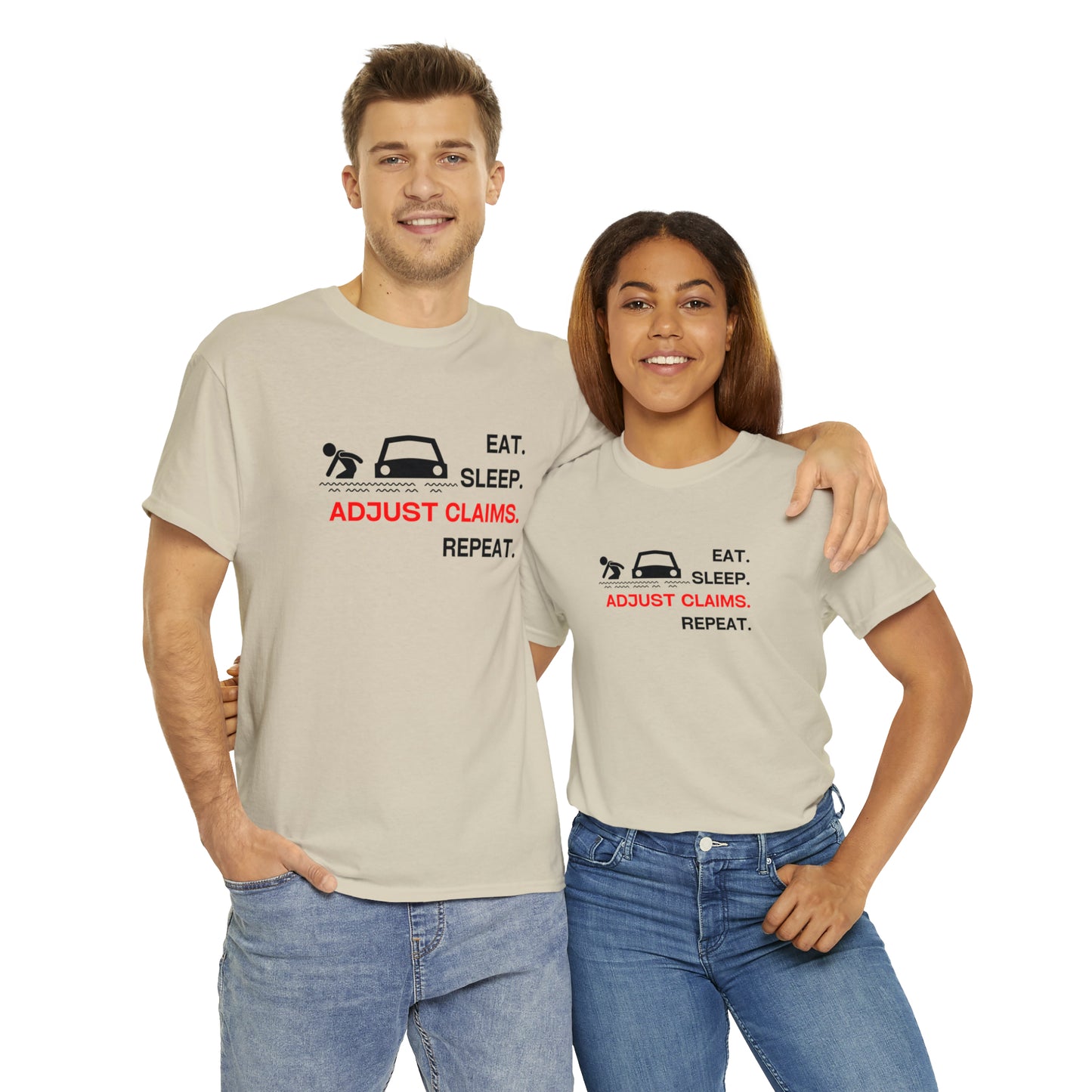 Claims Adjuster (Flooded Car / White) Unisex Heavy Cotton Tee