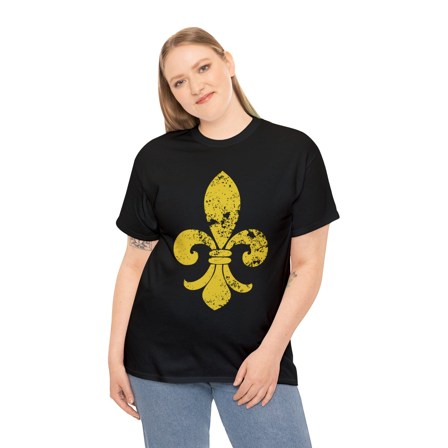 Gold Fleur-De-Lis Heavy Cotton Unisex Tee