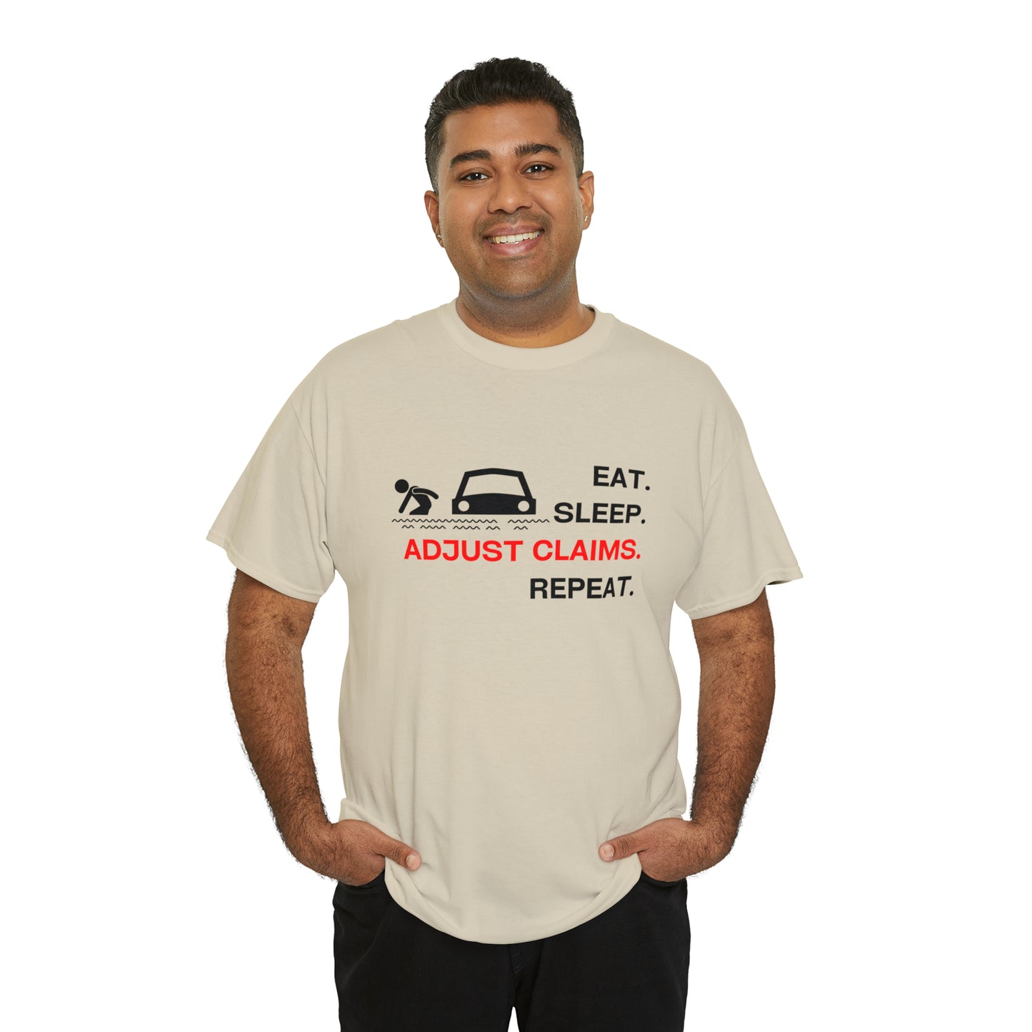 Claims Adjuster (Flooded Car / White) Unisex Heavy Cotton Tee