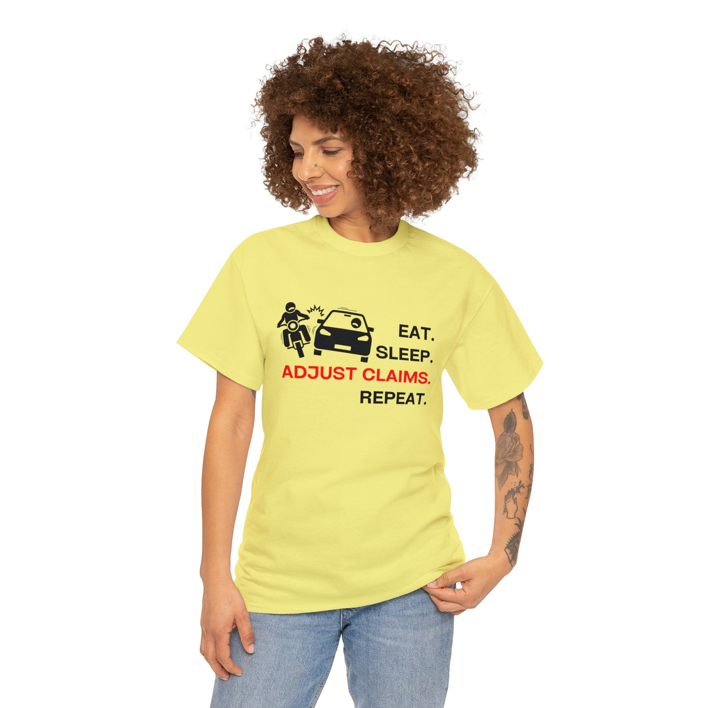 Claims Adjuster (Motorcyclist / Car / Black)  Unisex Heavy Cotton Tee