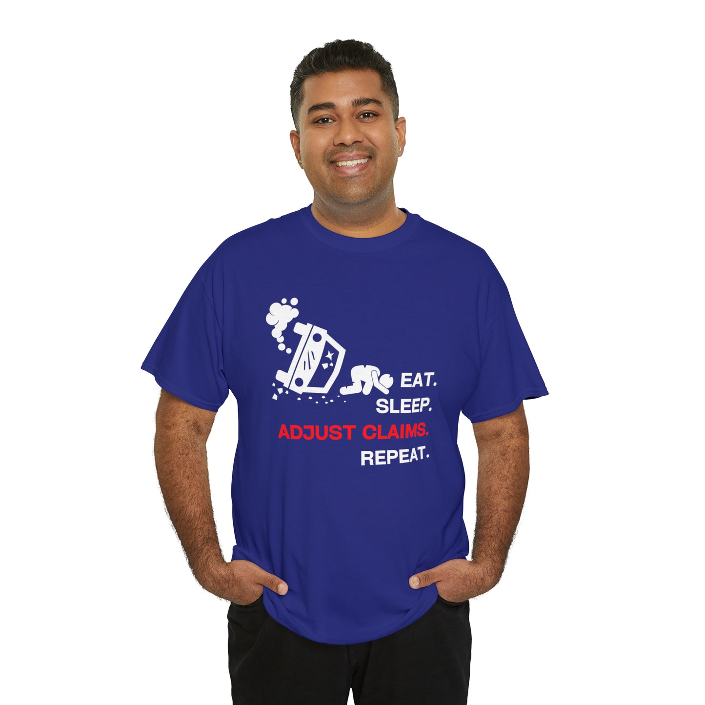 Claims Adjuster (Car Flip/Driver/White) Unisex Heavy Cotton Tee