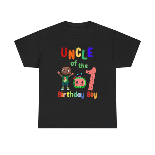 Coco Melon - Birthday Boy- Age 1 - Uncle Heavy Cotton Tee
