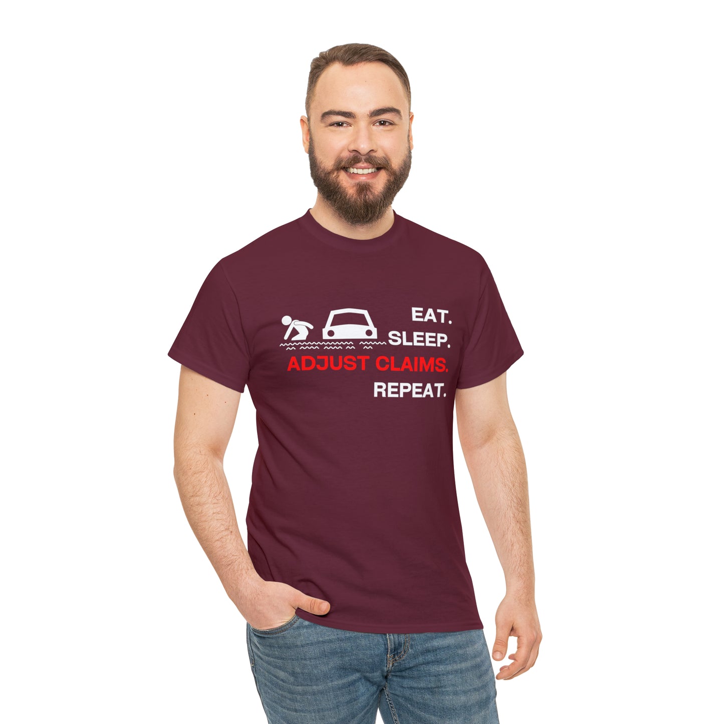 Claims Adjuster (Flooded Car / White) Unisex Heavy Cotton Tee