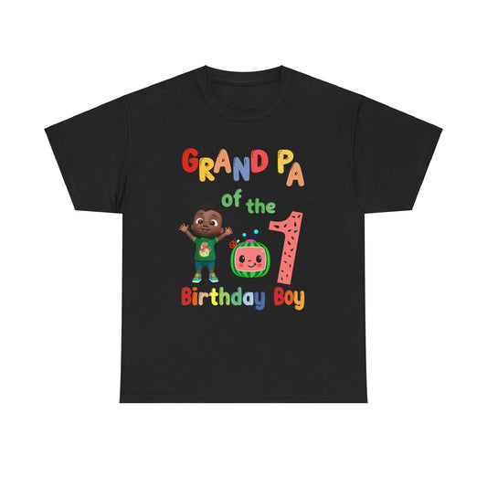 Coco Melon - Birthday Boy- Age 1 - Grandpa Heavy Cotton Tee