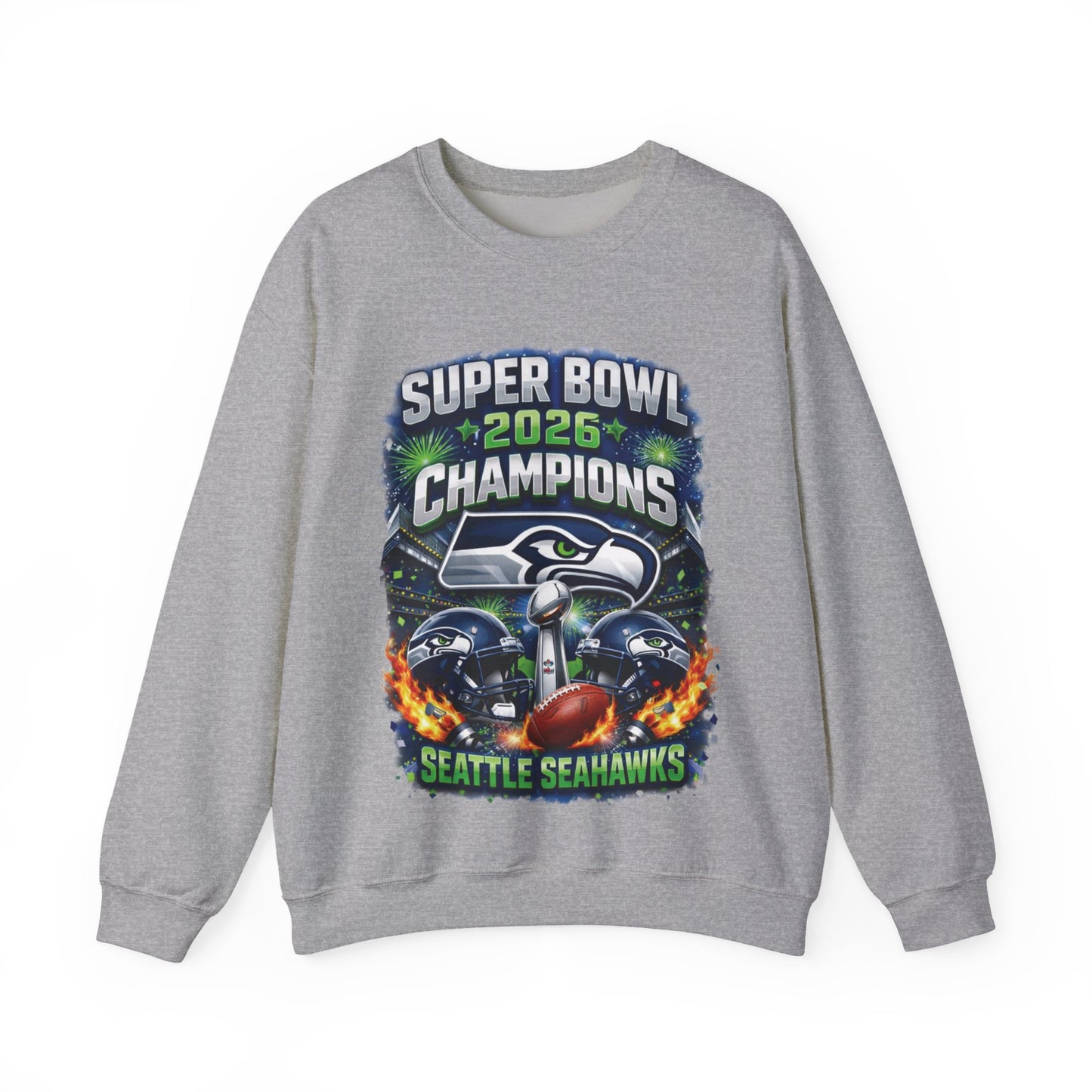 Super Bowl 2026 Champions Seattle Seahawks Crewneck Sweatshirt | Football Team Tee