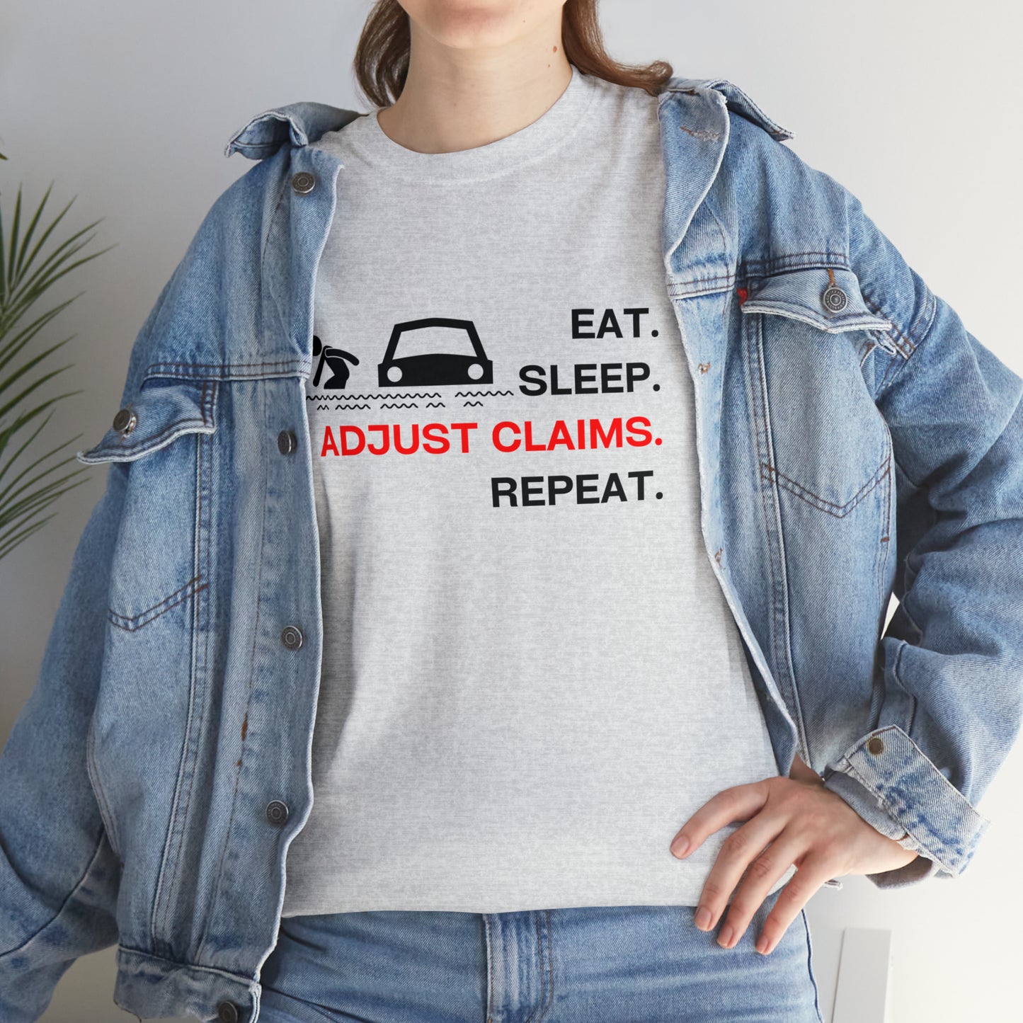 Claims Adjuster (Flooded Car / White) Unisex Heavy Cotton Tee