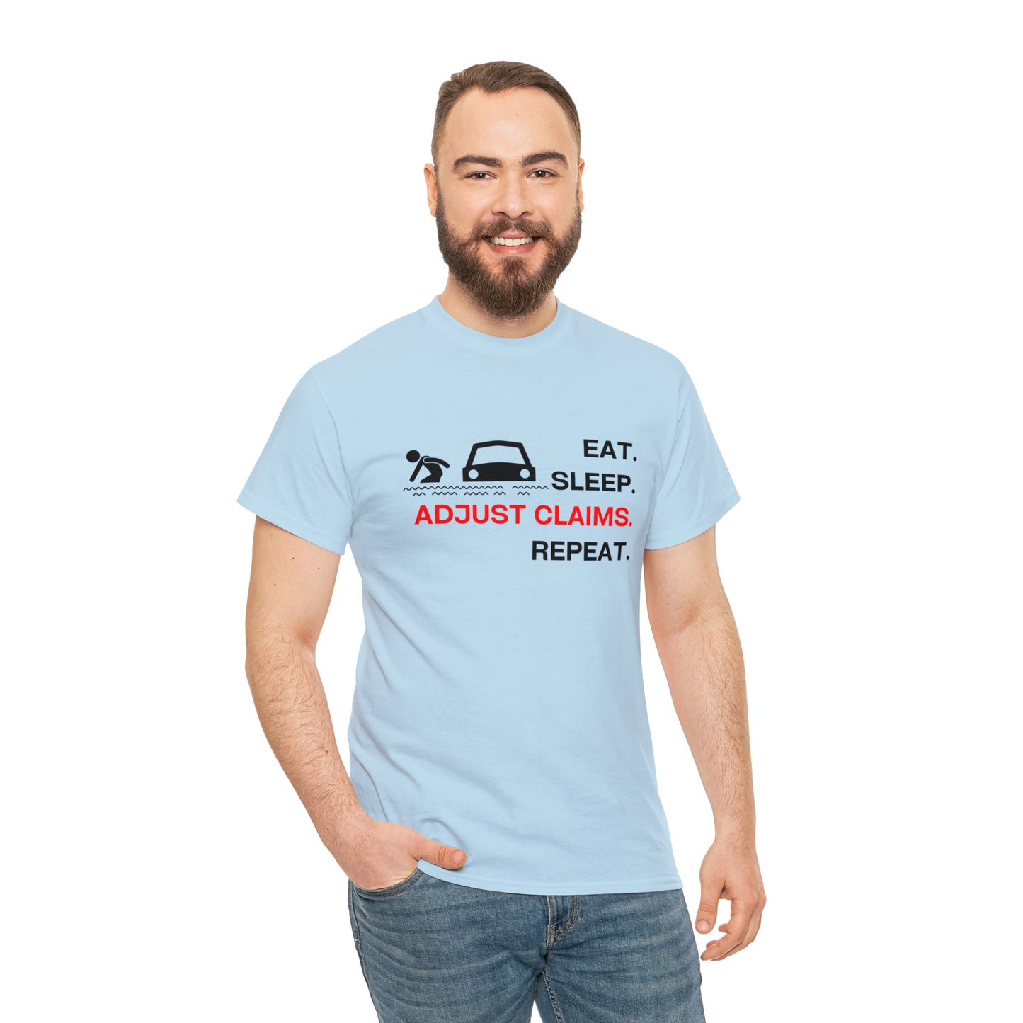Claims Adjuster (Flooded Car / White) Unisex Heavy Cotton Tee