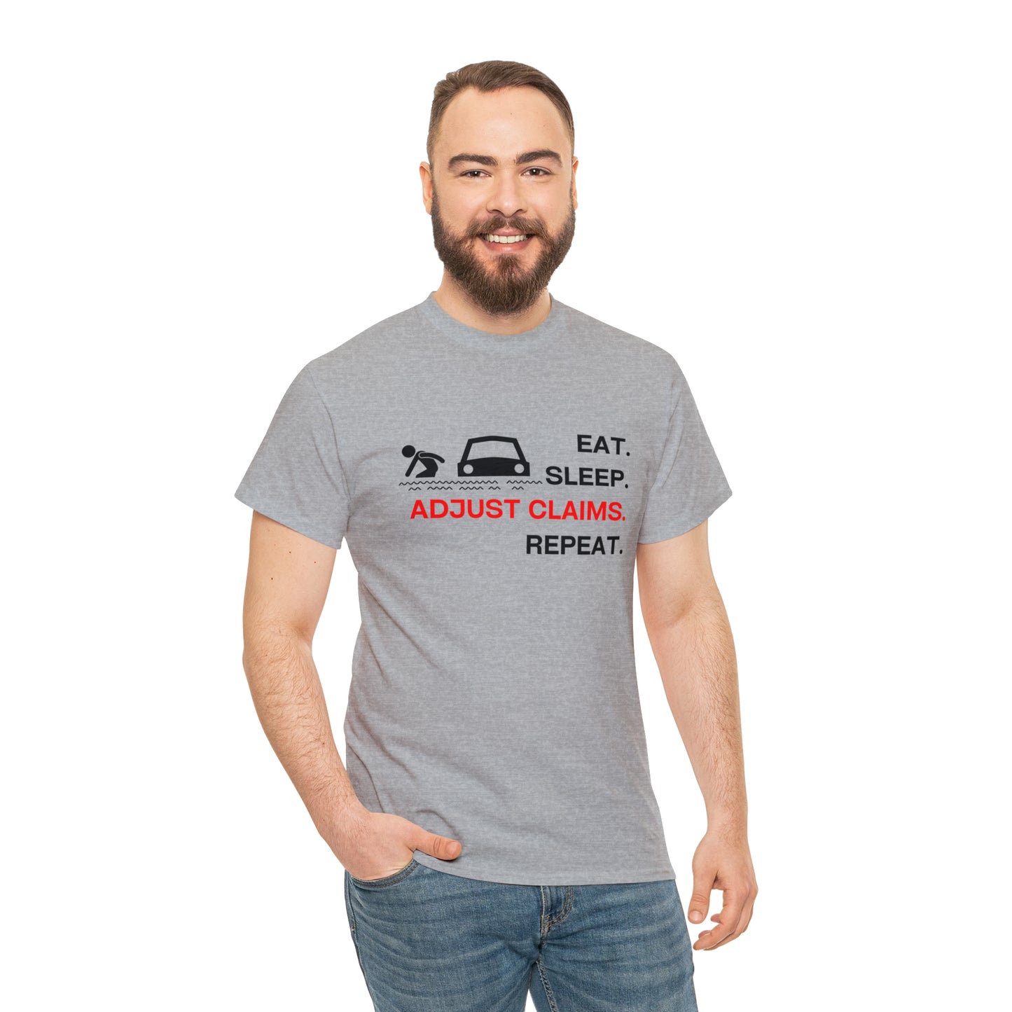 Claims Adjuster (Flooded Car / White) Unisex Heavy Cotton Tee