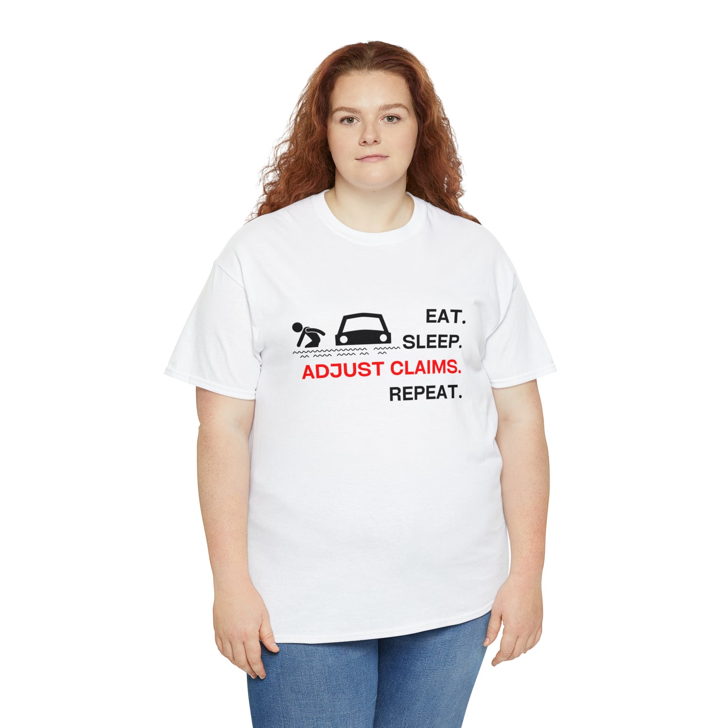 Claims Adjuster (Flooded Car / White) Unisex Heavy Cotton Tee