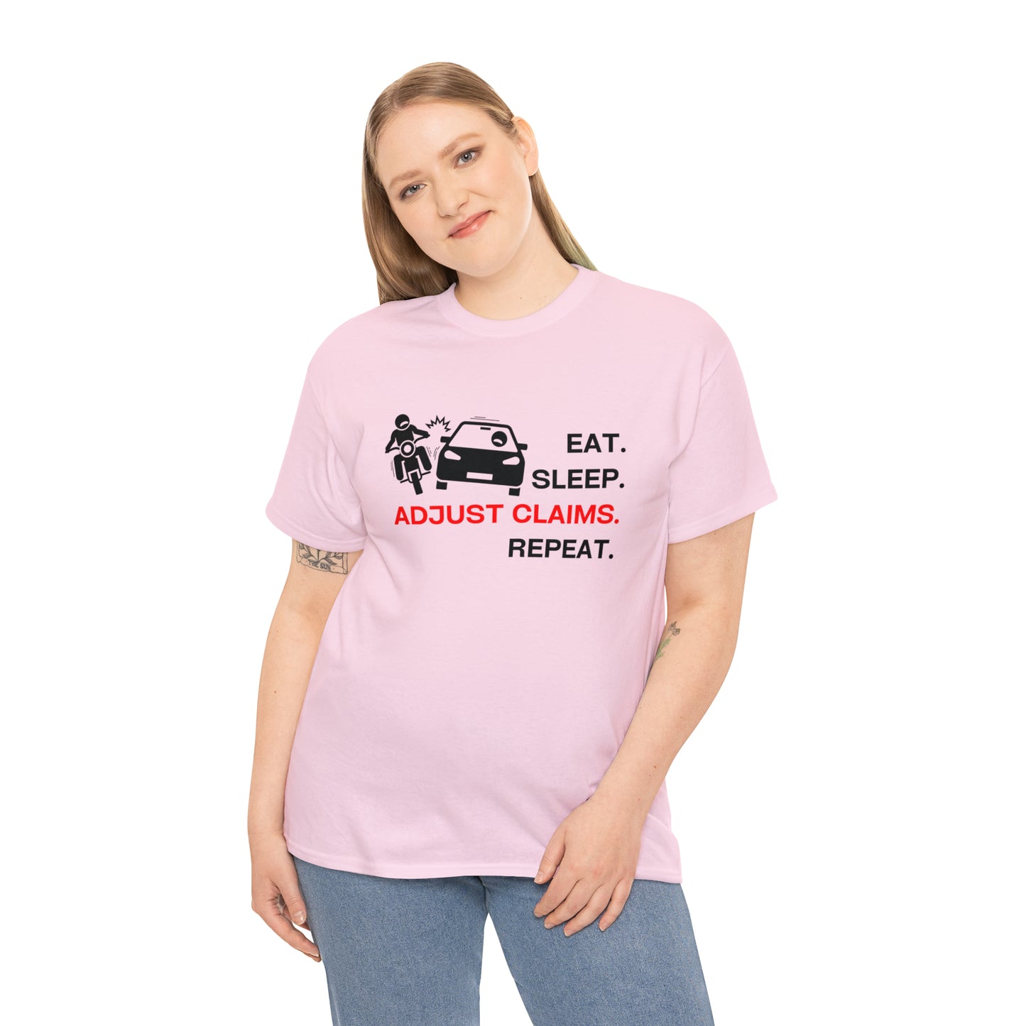 Claims Adjuster (Motorcyclist / Car / Black)  Unisex Heavy Cotton Tee