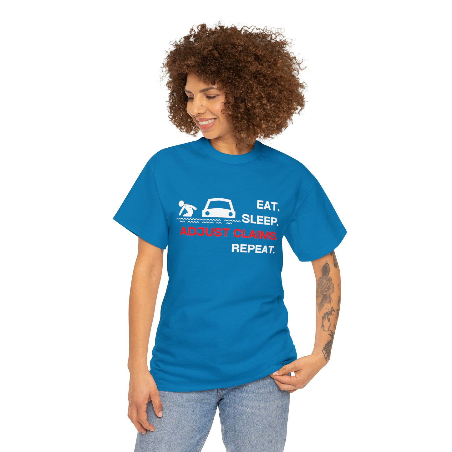 Claims Adjuster (Flooded Car / White) Unisex Heavy Cotton Tee