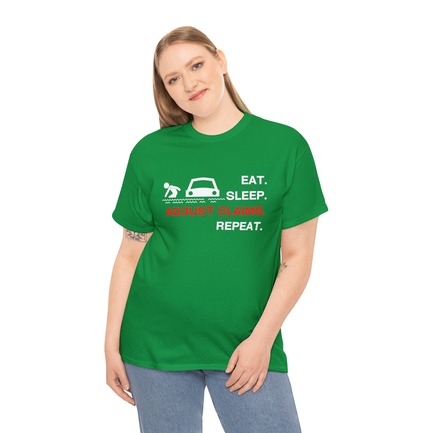 Claims Adjuster (Flooded Car / White) Unisex Heavy Cotton Tee