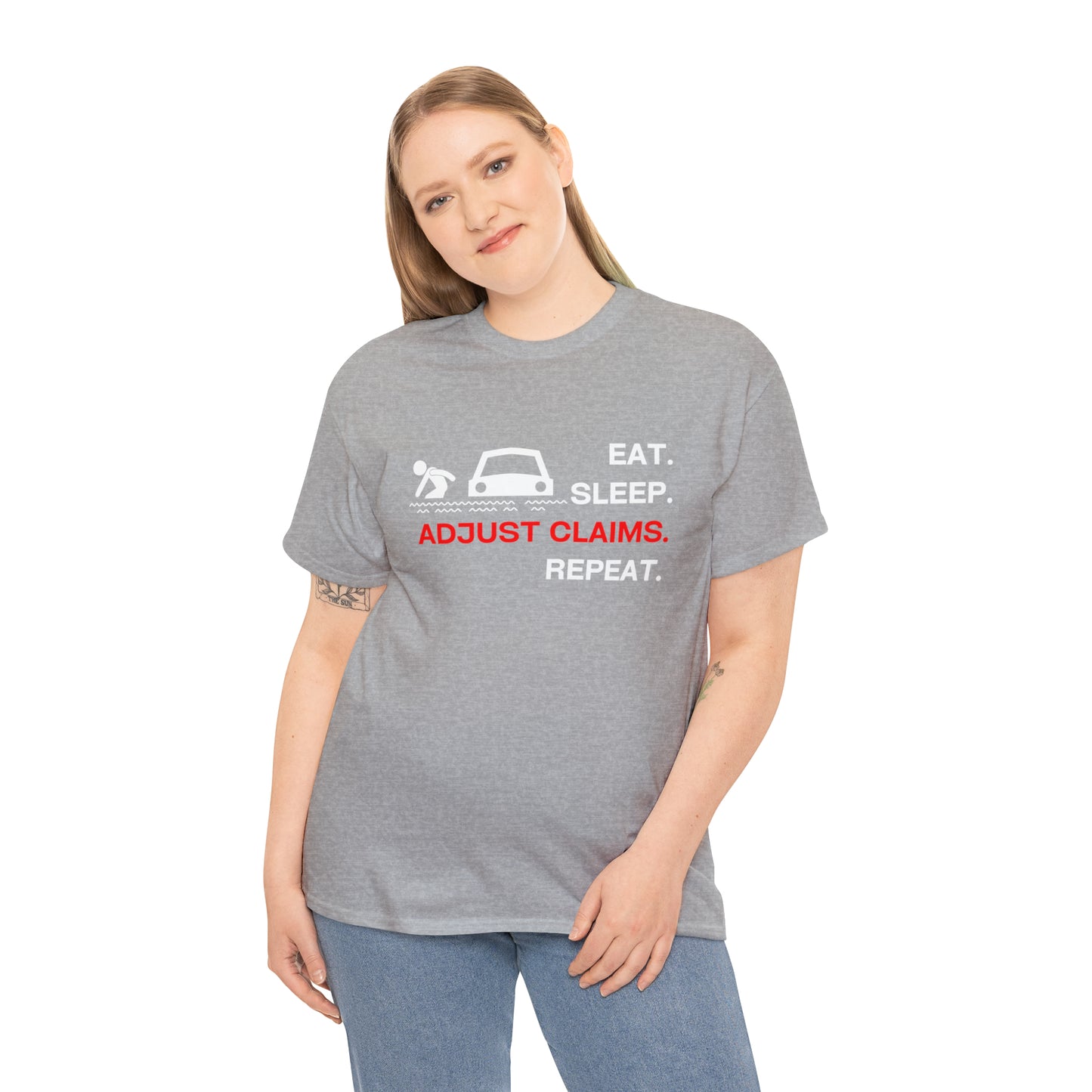 Claims Adjuster (Flooded Car / White) Unisex Heavy Cotton Tee