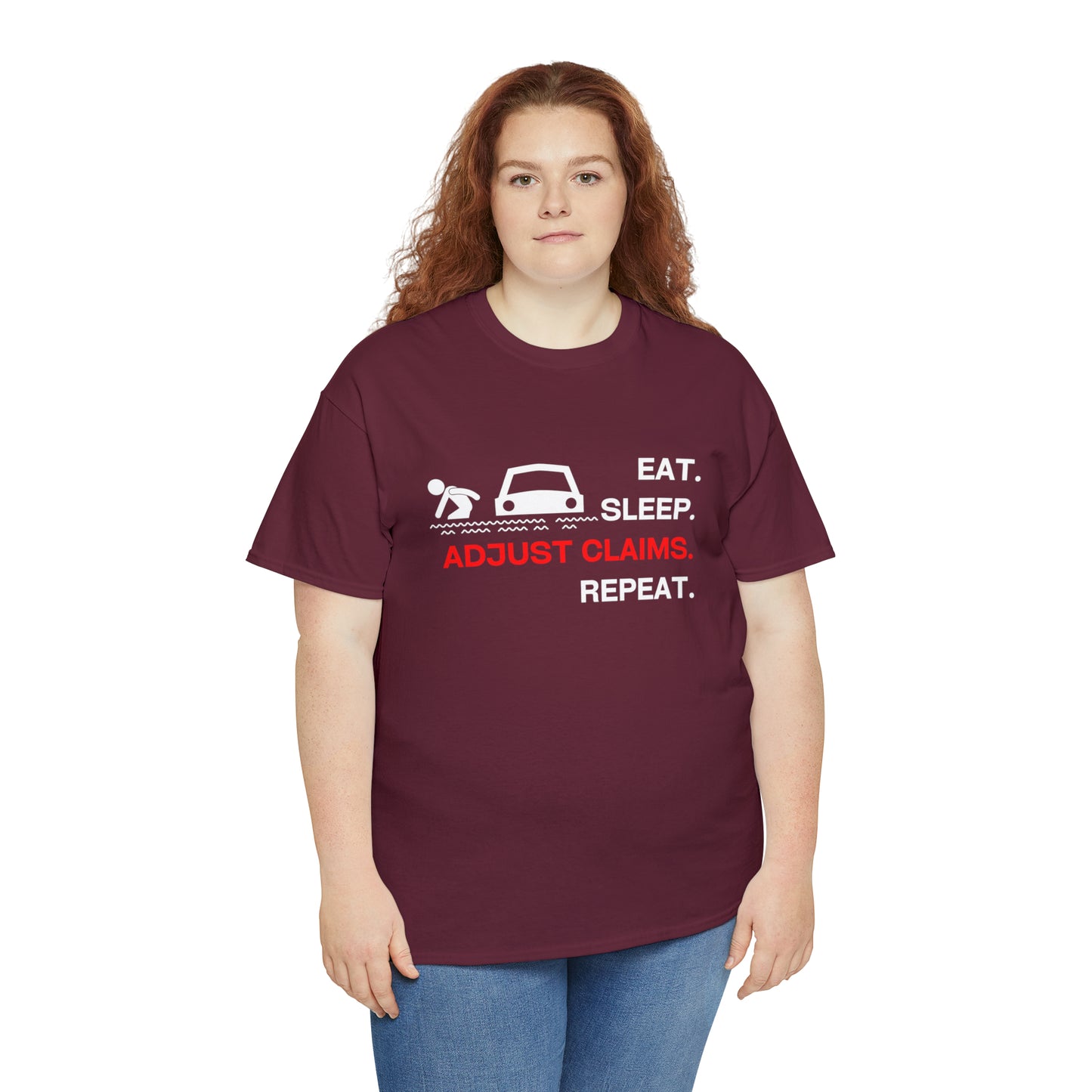 Claims Adjuster (Flooded Car / White) Unisex Heavy Cotton Tee