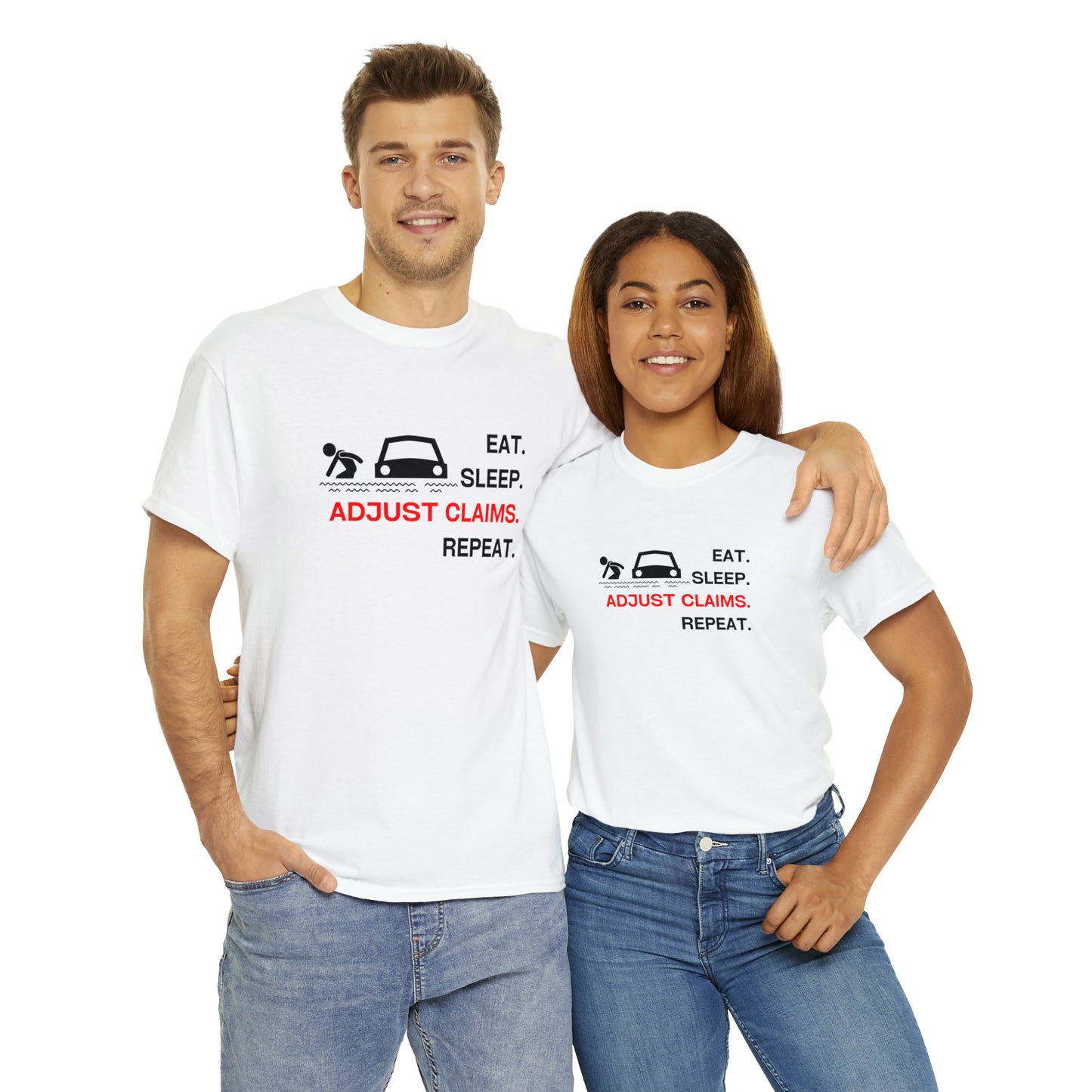 Claims Adjuster (Flooded Car / White) Unisex Heavy Cotton Tee