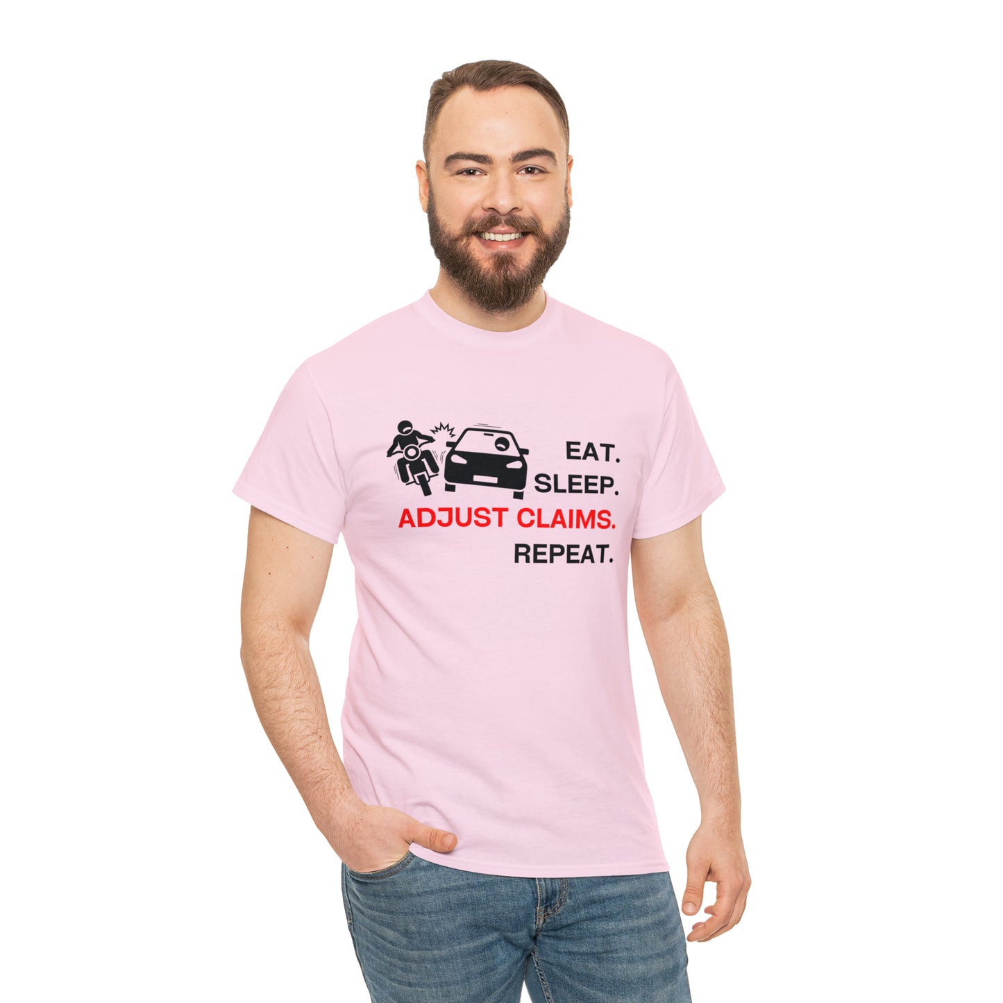 Claims Adjuster (Motorcyclist / Car / Black)  Unisex Heavy Cotton Tee