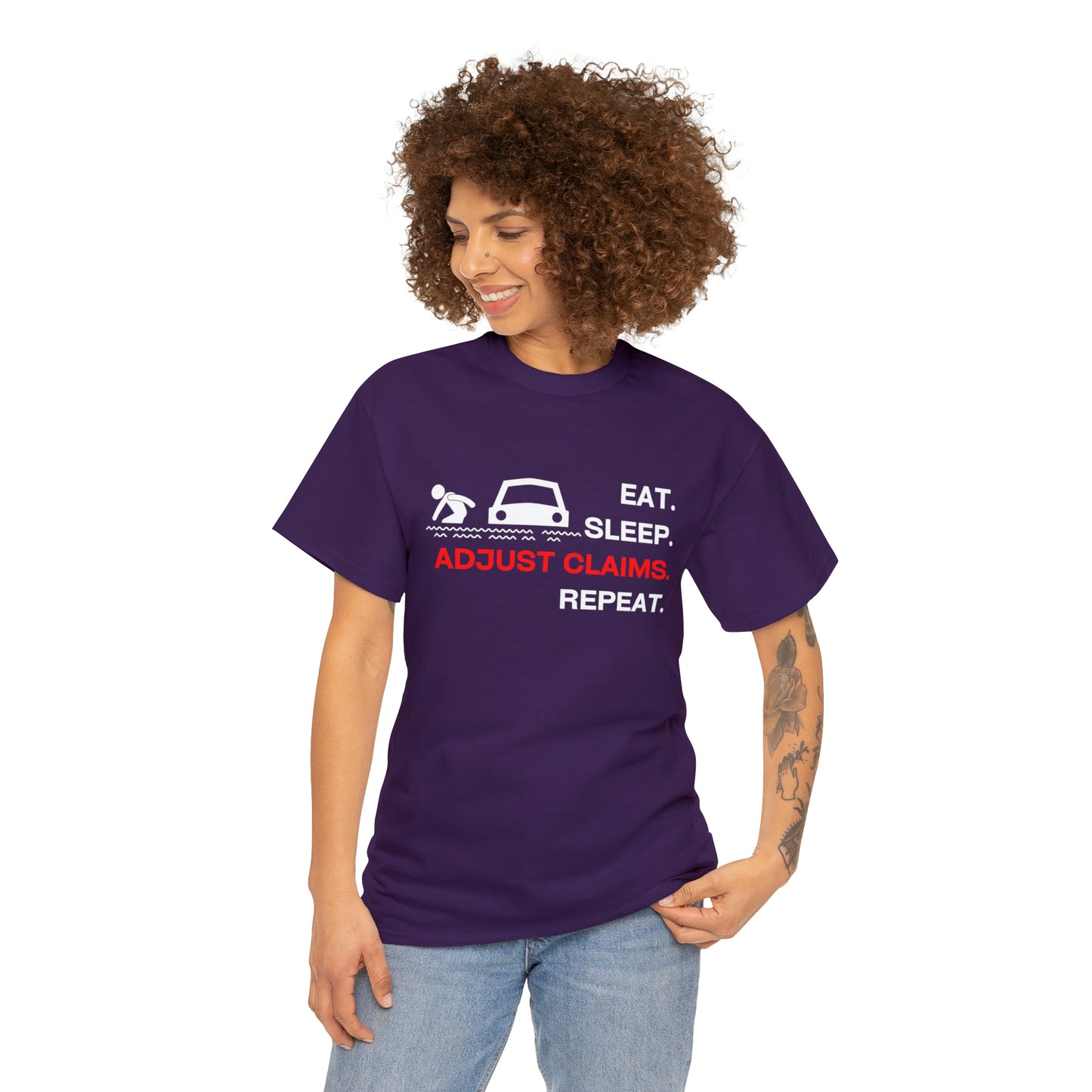 Claims Adjuster (Flooded Car / White) Unisex Heavy Cotton Tee
