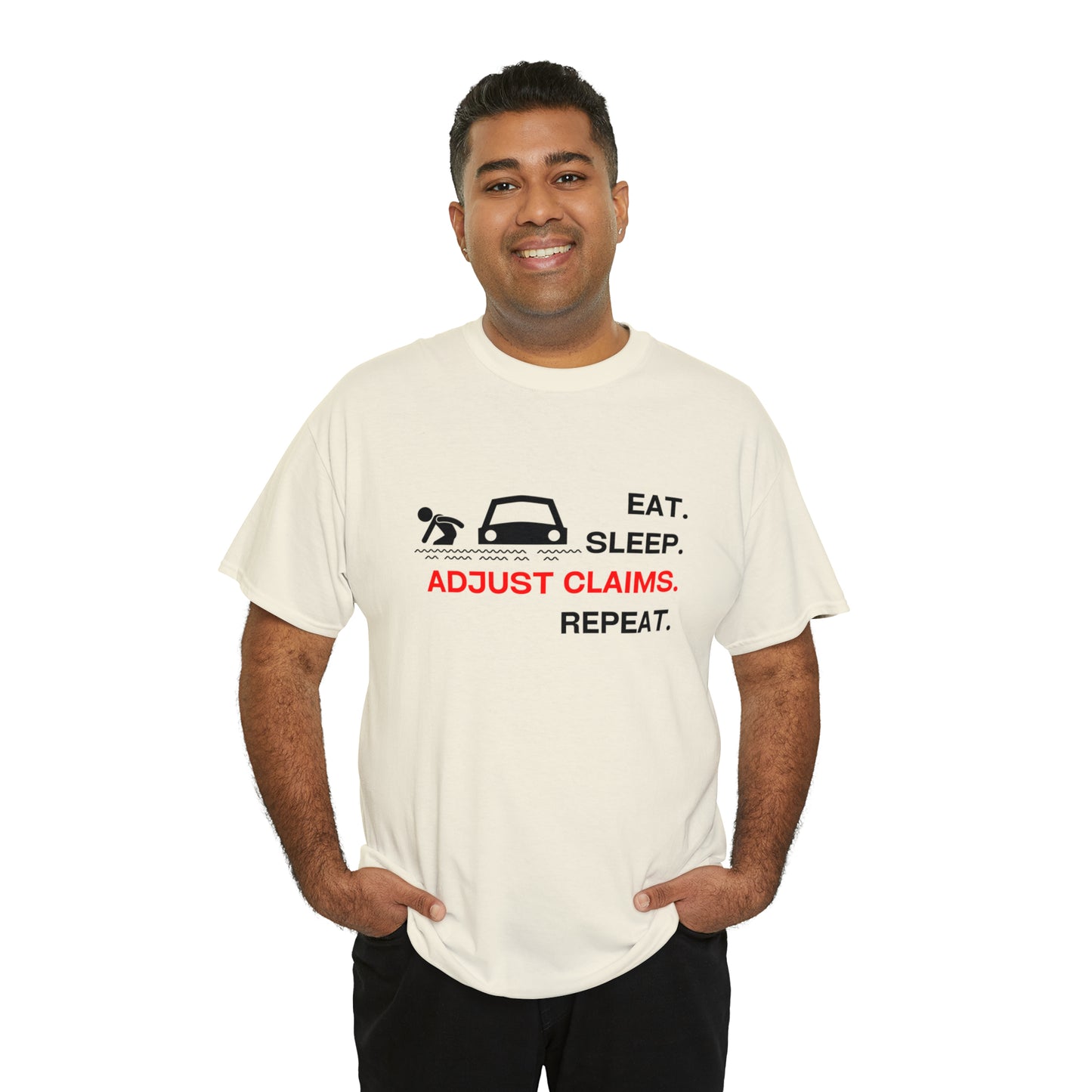 Claims Adjuster (Flooded Car / White) Unisex Heavy Cotton Tee