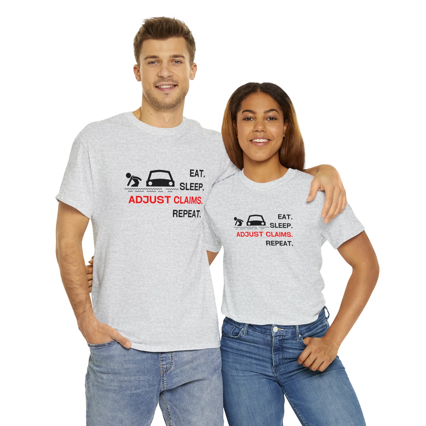 Claims Adjuster (Flooded Car / White) Unisex Heavy Cotton Tee