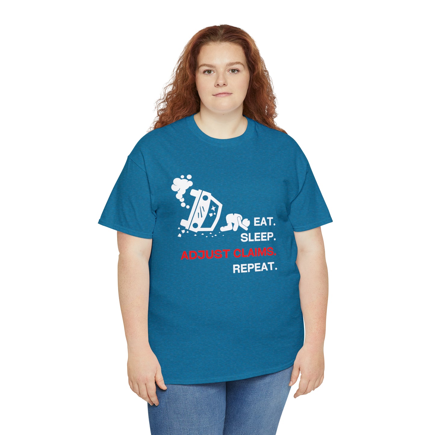 Claims Adjuster (Car Flip/Driver/White) Unisex Heavy Cotton Tee