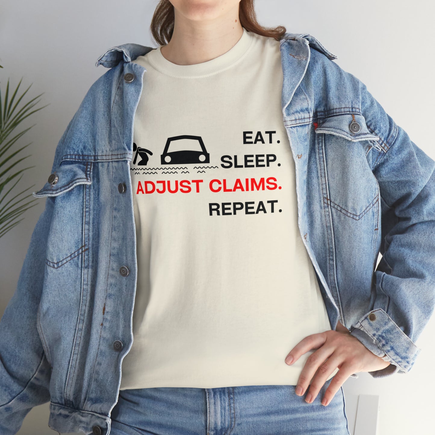 Claims Adjuster (Flooded Car / White) Unisex Heavy Cotton Tee