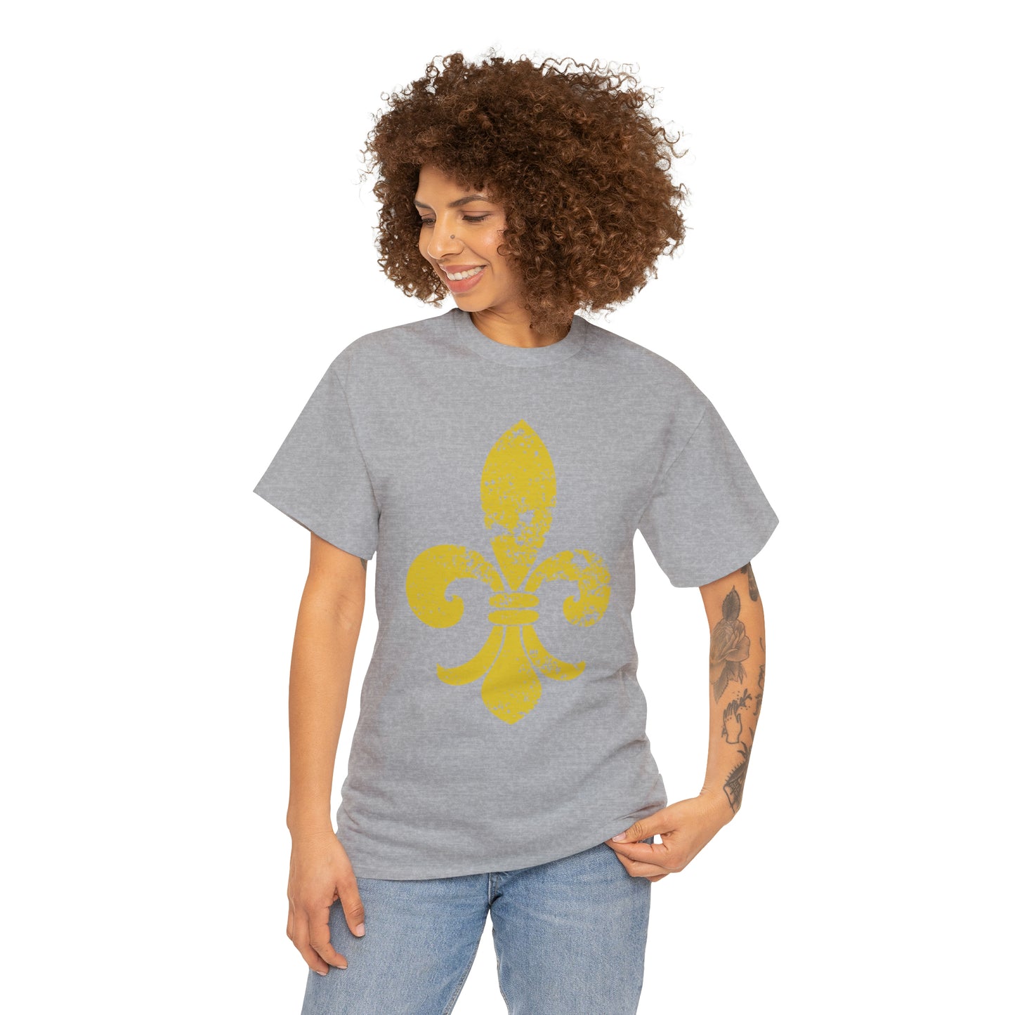 Gold Fleur-De-Lis Heavy Cotton Unisex Tee