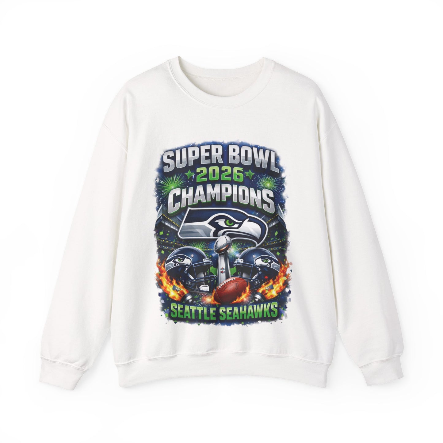 Super Bowl 2026 Champions Seattle Seahawks Crewneck Sweatshirt | Football Team Tee