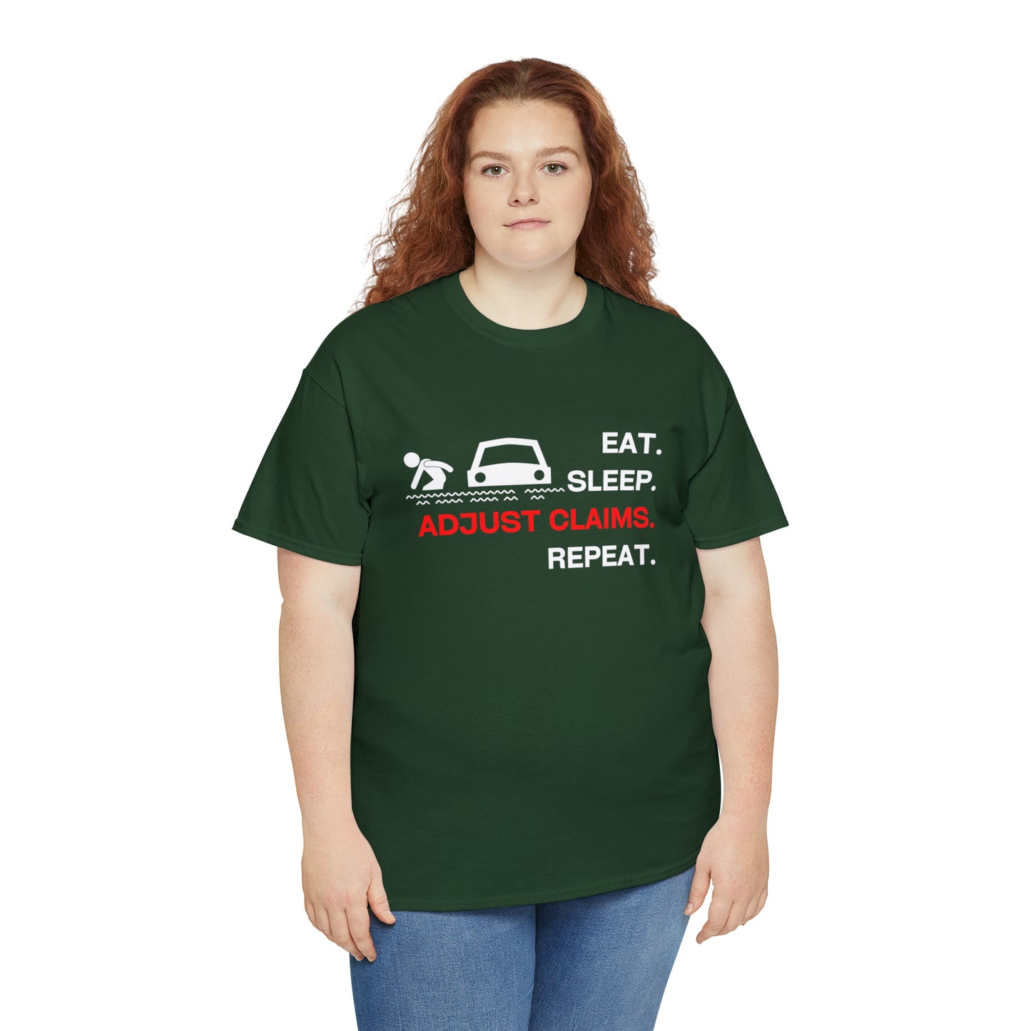 Claims Adjuster (Flooded Car / White) Unisex Heavy Cotton Tee