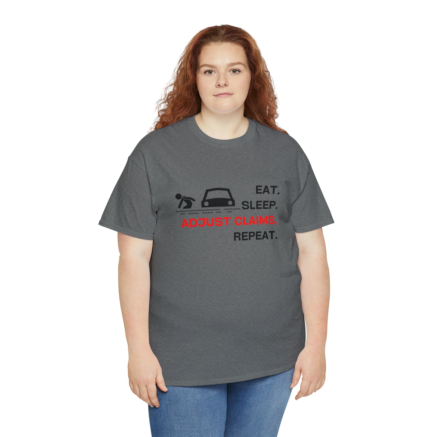 Claims Adjuster (Flooded Car / White) Unisex Heavy Cotton Tee