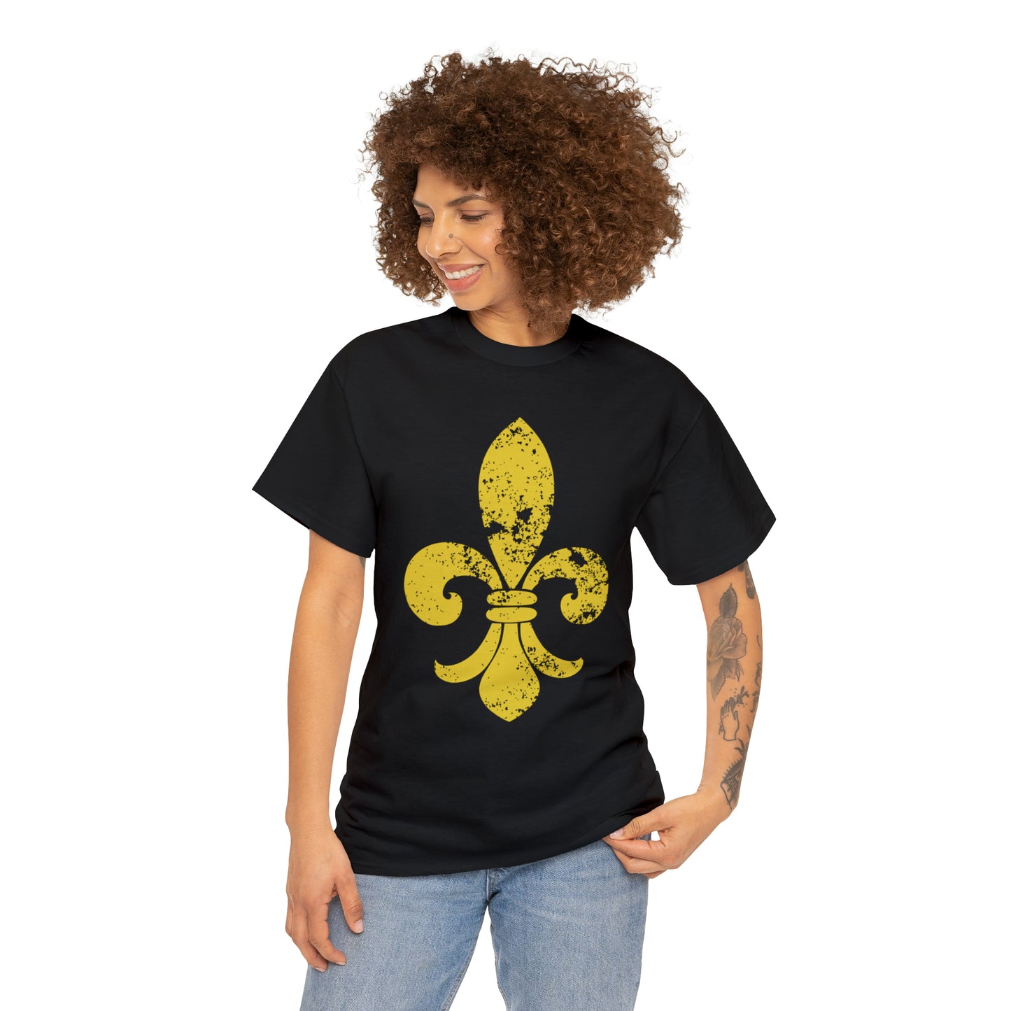 Gold Fleur-De-Lis Heavy Cotton Unisex Tee