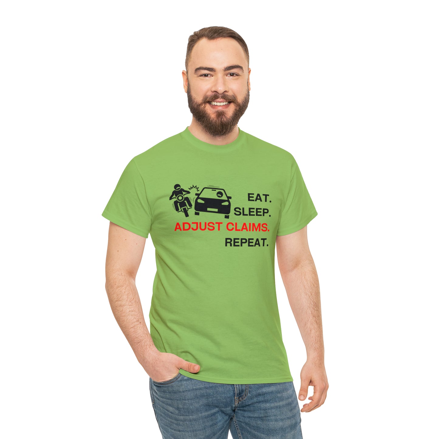 Claims Adjuster (Motorcyclist / Car / Black)  Unisex Heavy Cotton Tee