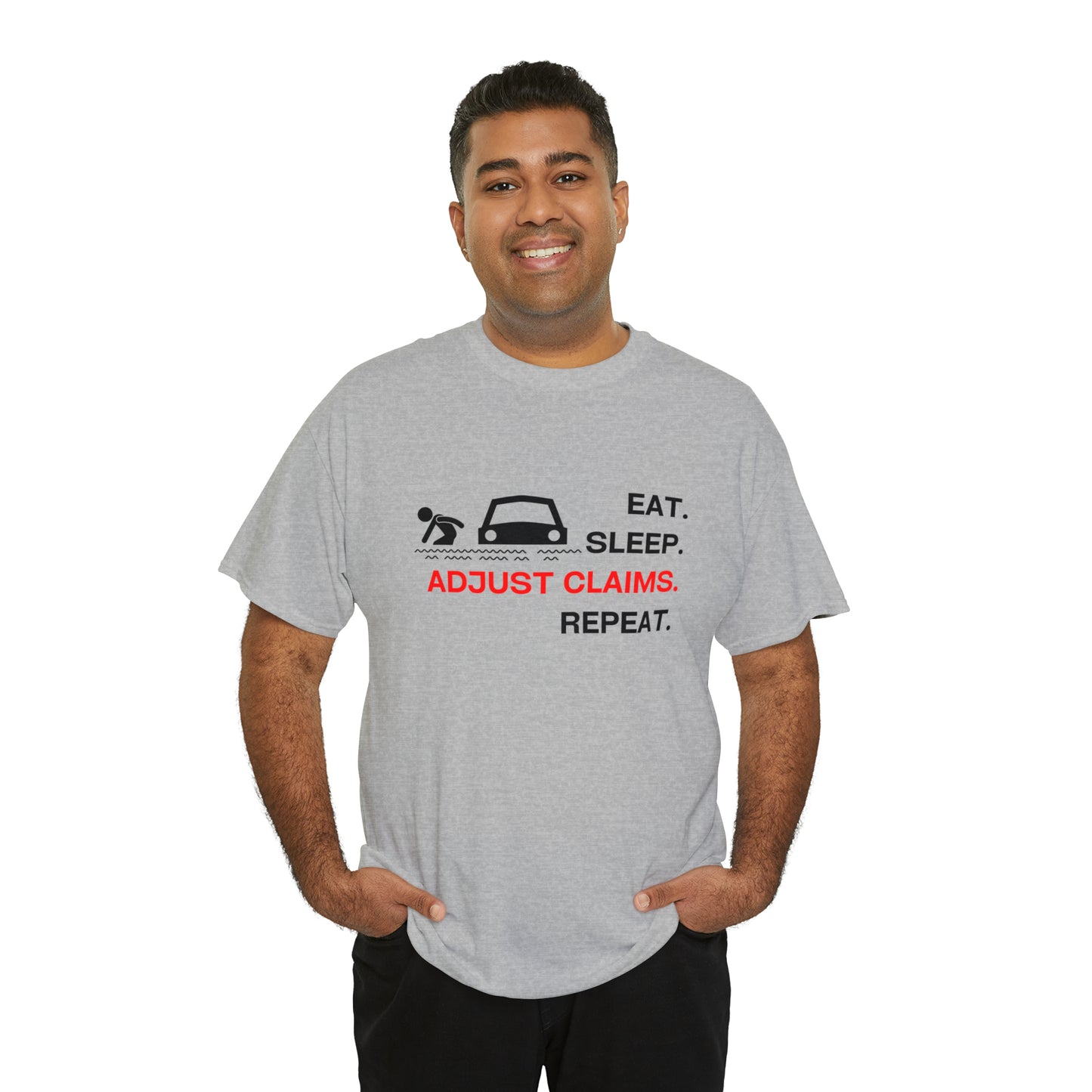 Claims Adjuster (Flooded Car / White) Unisex Heavy Cotton Tee