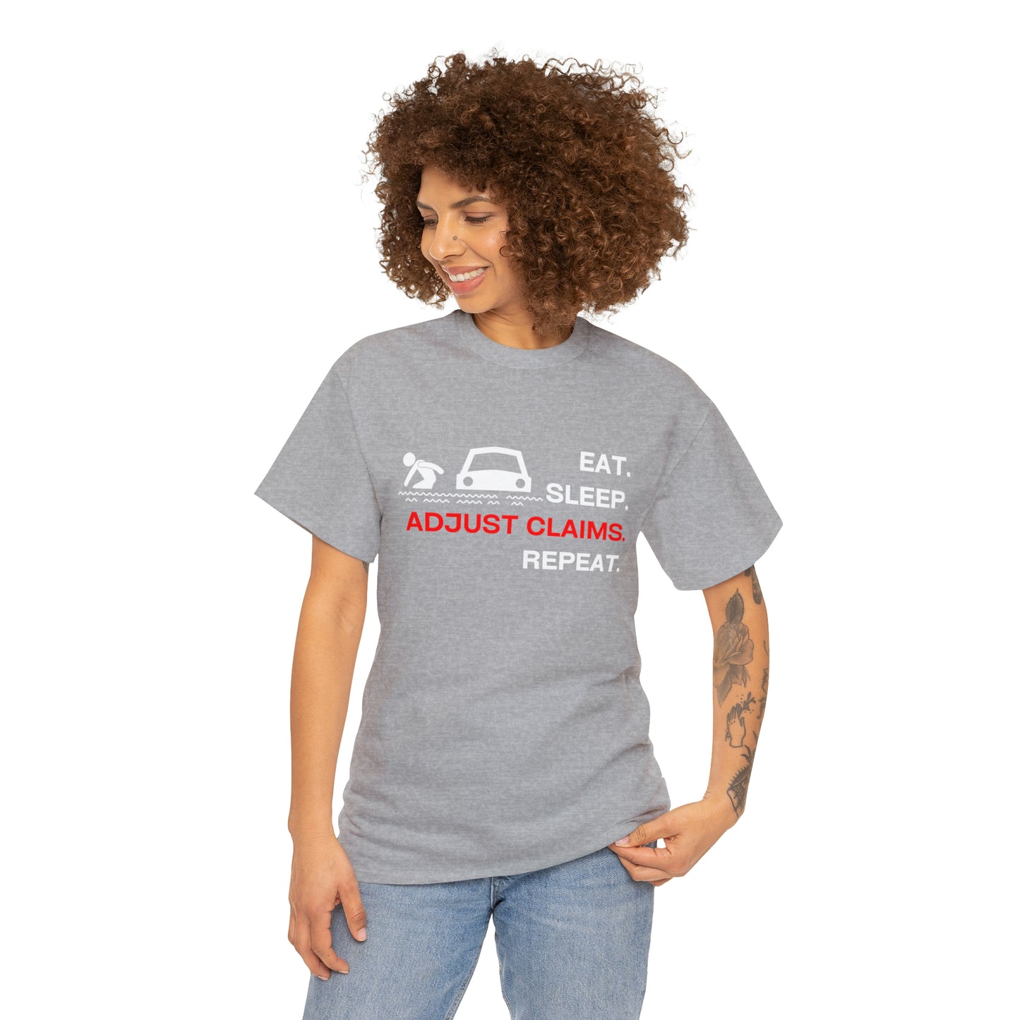 Claims Adjuster (Flooded Car / White) Unisex Heavy Cotton Tee
