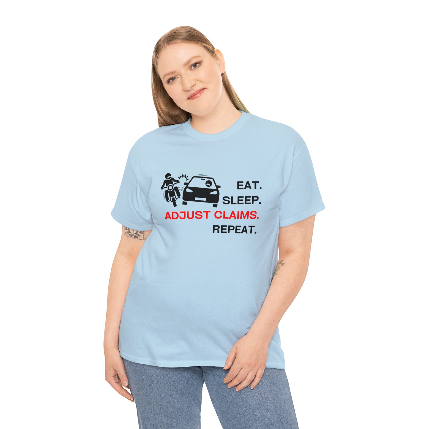 Claims Adjuster (Motorcyclist / Car / Black)  Unisex Heavy Cotton Tee