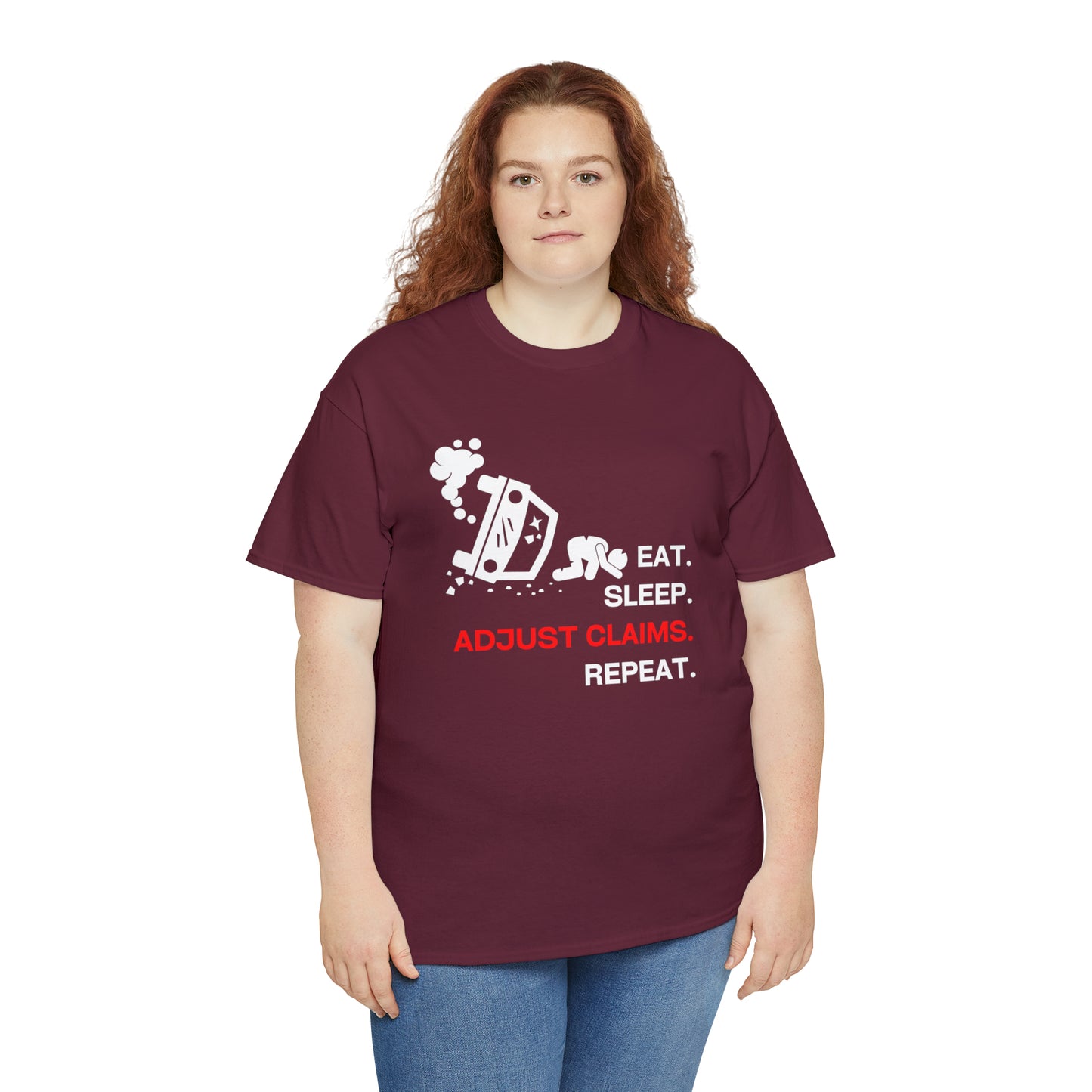 Claims Adjuster (Car Flip/Driver/White) Unisex Heavy Cotton Tee