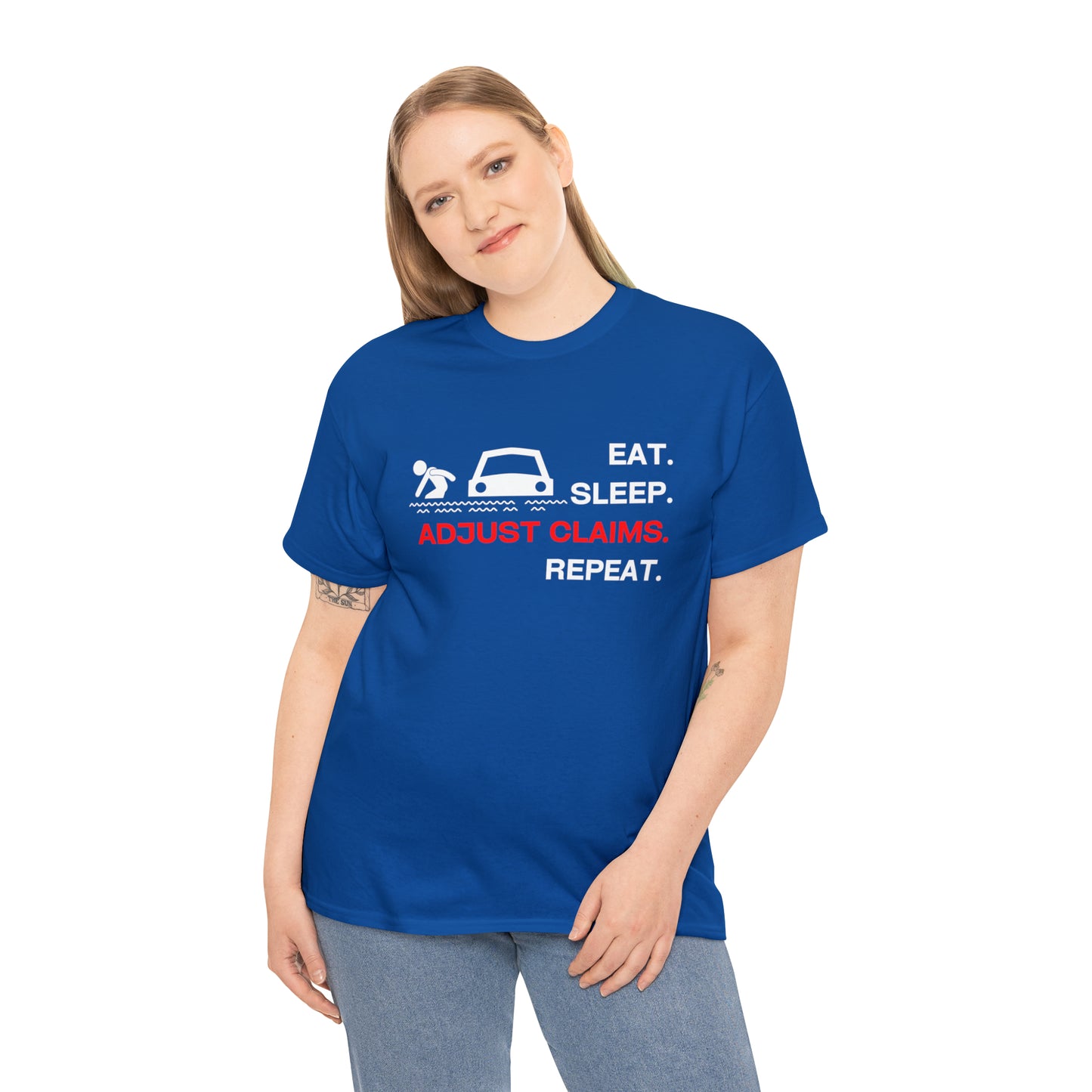 Claims Adjuster (Flooded Car / White) Unisex Heavy Cotton Tee
